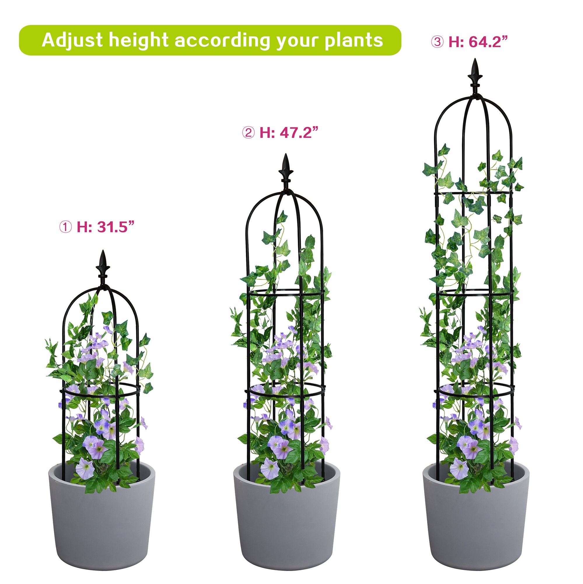 7DAY'S 6.2ft Garden Obelisk Trellis; Lightweight Rustproof Plastic Coated Metal Tall Tower Trellis Stand