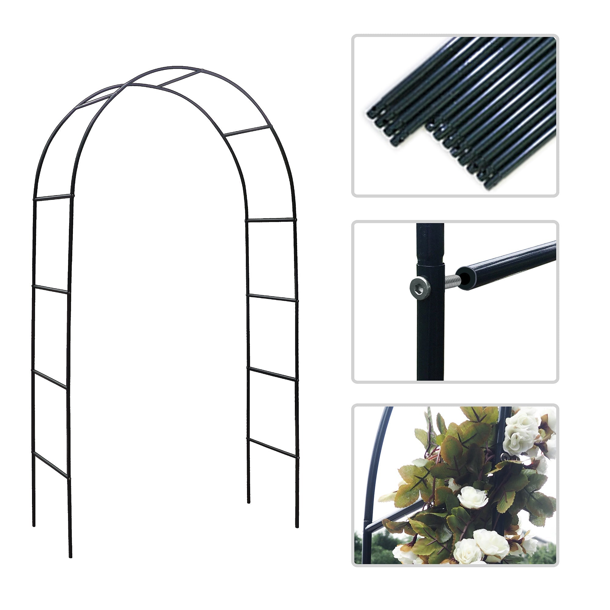 7DAY'S 78"H x 45"W Metal Garden Arch Trellis; Adjustable Arbor Trellis for Garden Climbing Plants Support or Wedding Decor