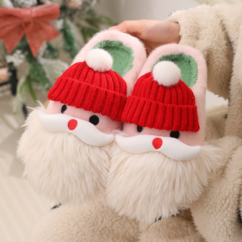 7DAY'S Cute Christmas Santa Claus Home Slippers Winter Warm Indoor Non-slip Floor Plush Shoes For Women