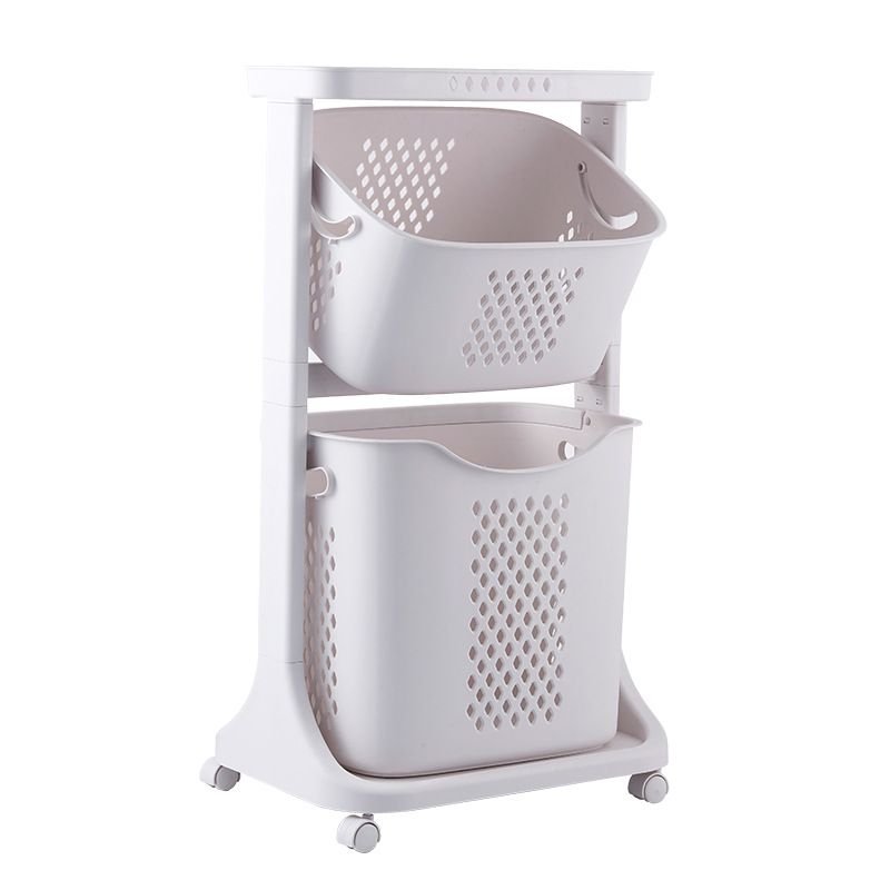 7DAY'S Multi-functional Organizing Shelving Bathroom Sorting Dirty Laundry Basket Plastic Large Mobile Storage Basket