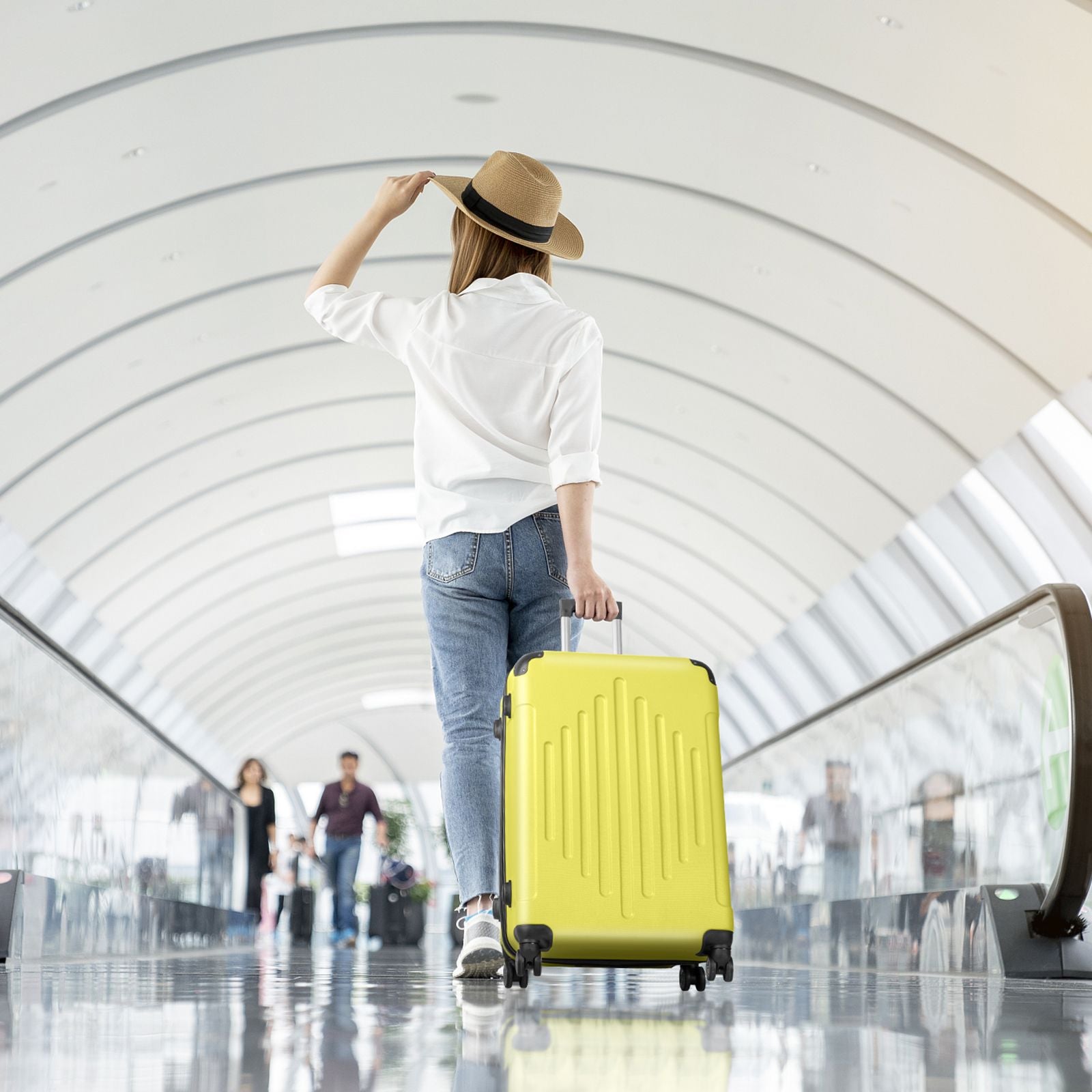 7DAY'S Trolley 3-Piece Suitcase Set, Carry-On Suitcase Set Hard Shell Lightweight Spinner with TSA Lock, Purple, Green, Yellow, Blue