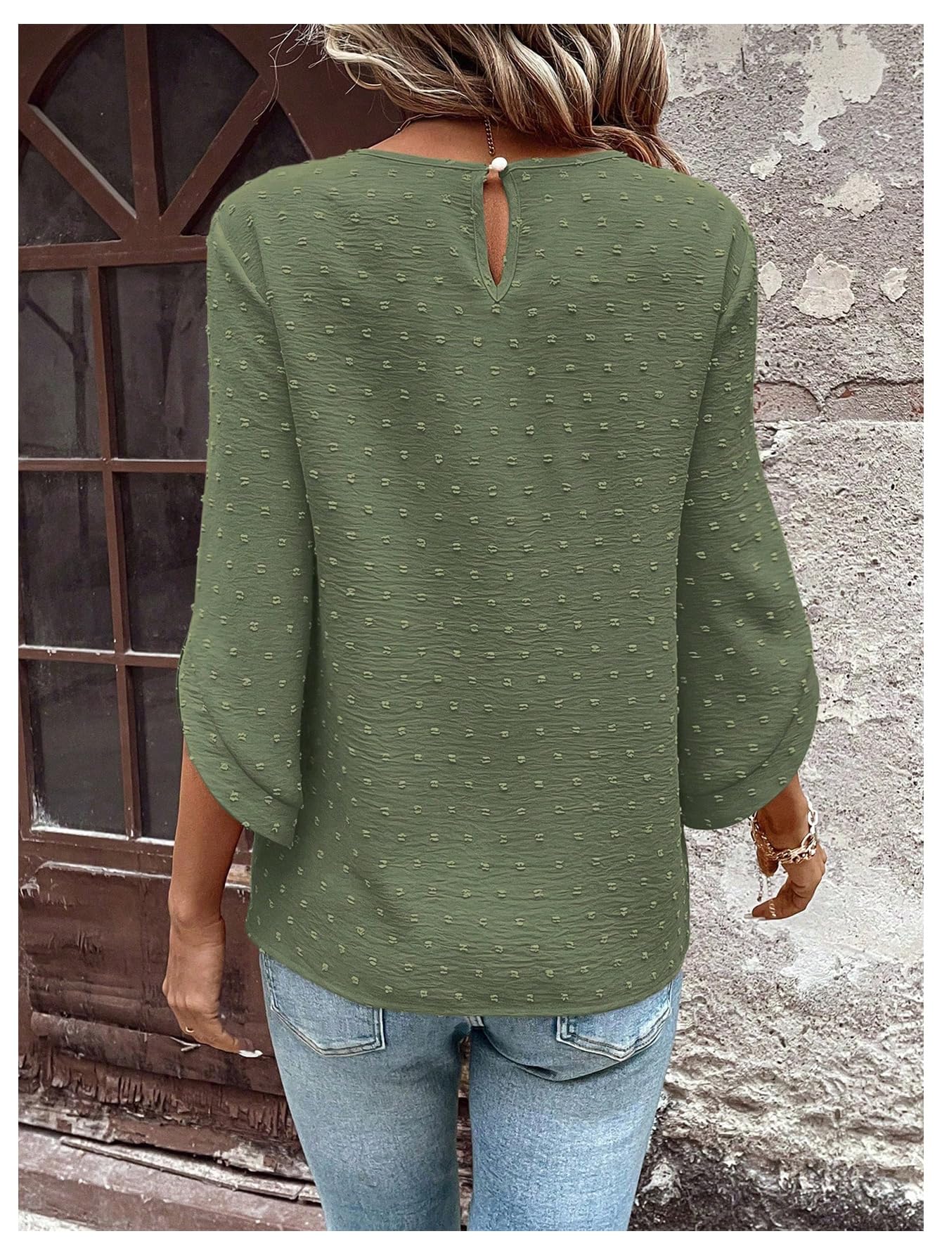 7DAY'S Women's Dressy Casual Tops Swiss Dots Short Sleeve Chiffon Blouse Summer Work Shirts