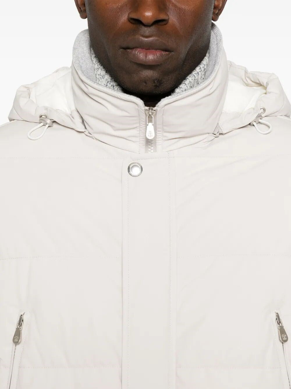 Brunello Cucinelli Men Padded Jacket With Detachable Hood