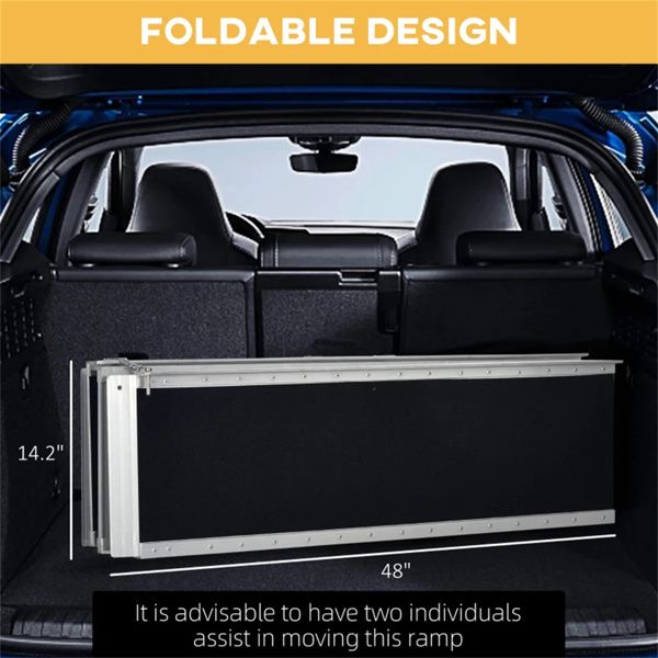 8' Threshold Ramp,Portable Wheelchair Ramp,Carpeted Foldable Handicap Ramp,