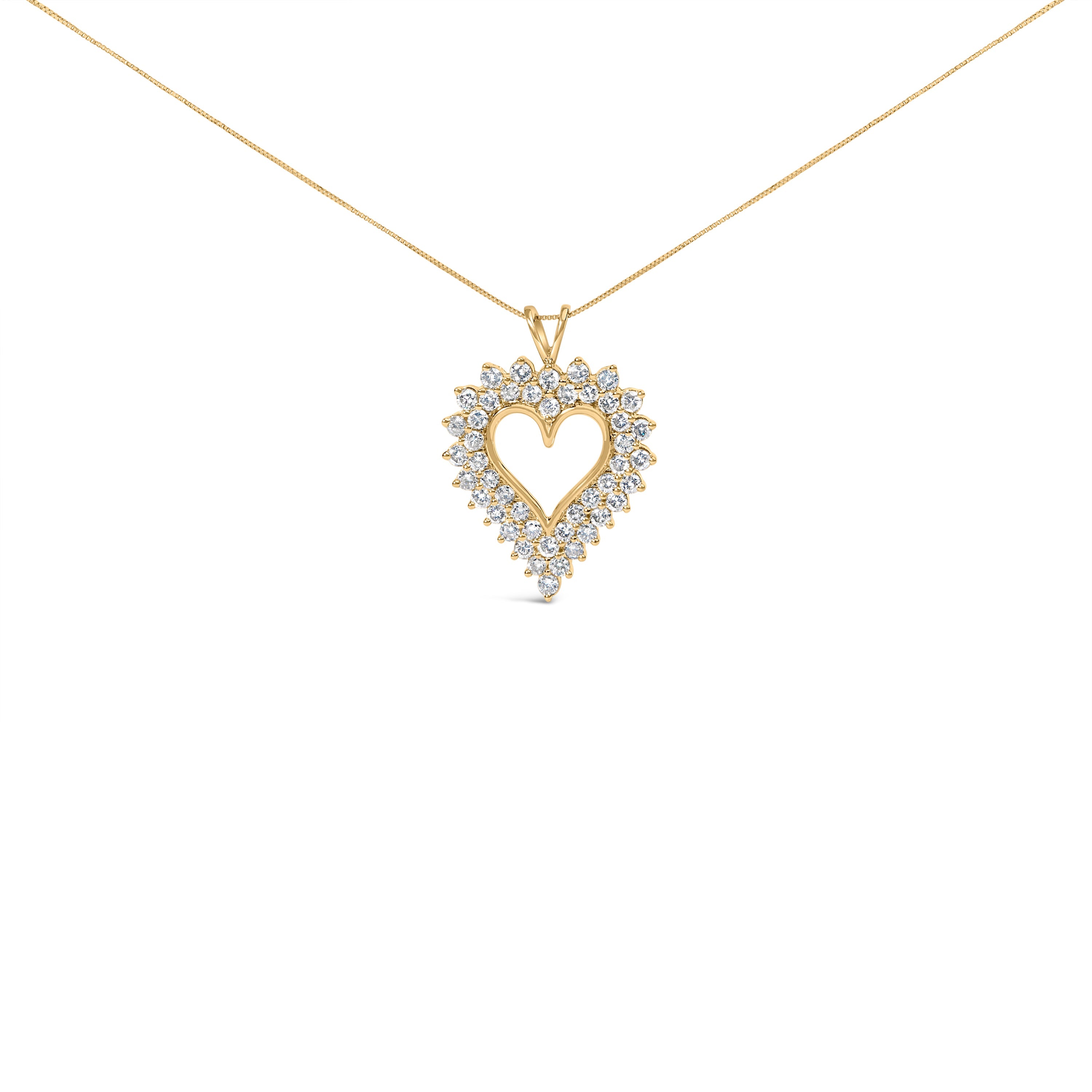 14K Yellow Gold Plated .925 Sterling Silver Brilliant-Cut Diamond Open Heart 18" Pendant Necklace (K-L Color, I1-I2 Clarity)