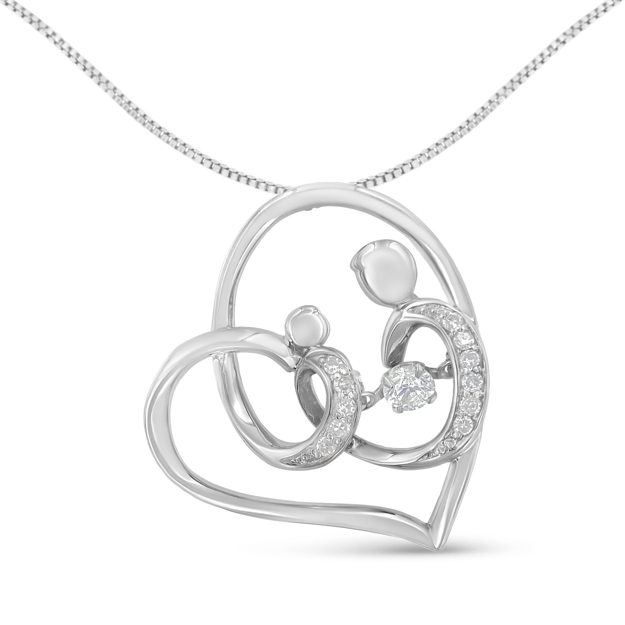 .925 Sterling Silver 1/6 Cttw Diamond Heart Pendant Necklace (H-I, I1-I2)