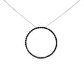 .925 Sterling Silver 4.0 Cttw Black Diamond Open Hoop Circle 18" Pendant Necklace (Black Color, I2-I3 Clarity)