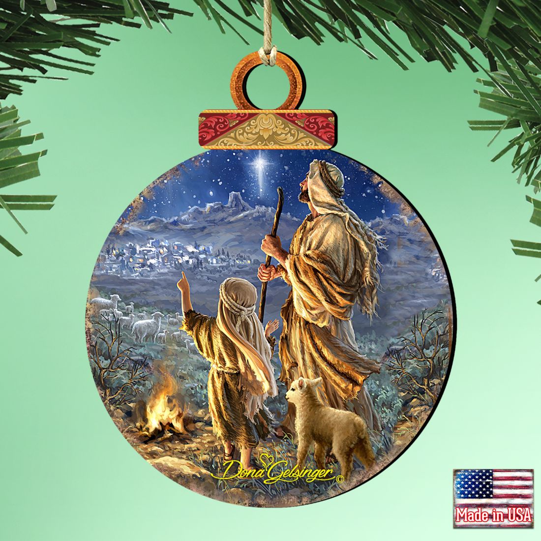 Shepherds Keeping Watch Wooden Ornaments by Gelsinger - Nativity Holiday Decor - 8021125-1838