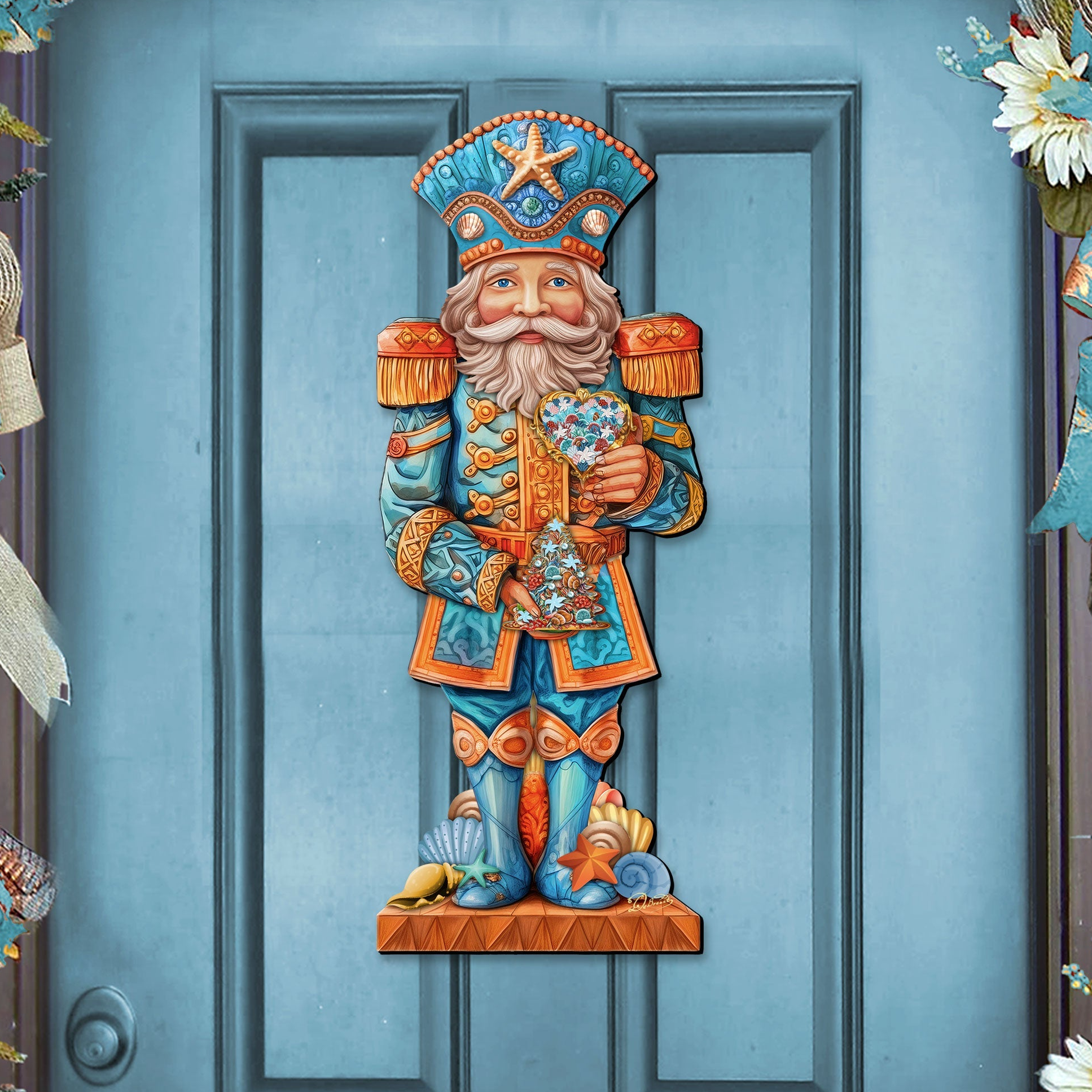 Coastal Nutcracker Outdoor Door Decor by G. DeBrekht - Coastal Holiday Decor - 8652753H