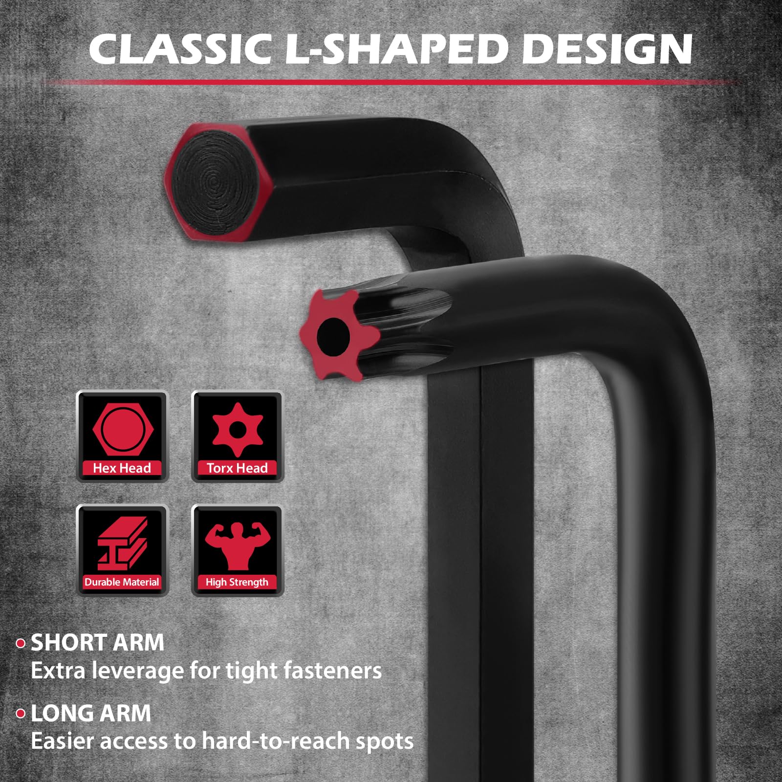 SEDY 32-Piece Hex Key Wrench Set, Metric and SAE Allen Wrenches (0.028-3/8 inch, 0.7-10 mm) L Shape Allen Keys, Chrome Vanadium Steelwith 2x Extension Handle