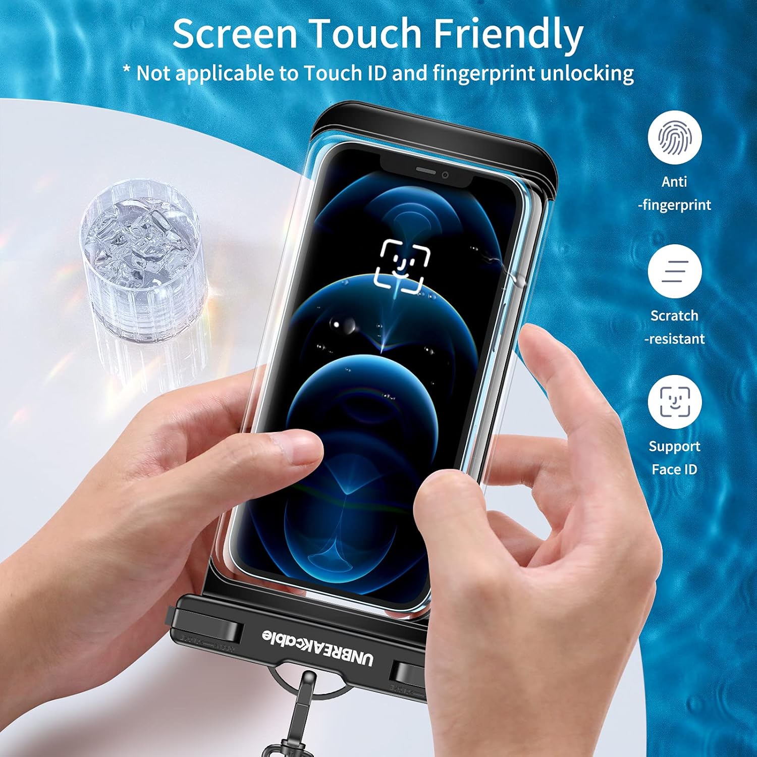 UNBREAKcable Waterproof Phone Pouch-2 Pack IPX8 Waterproof Phone Case for iPhone 16 15 14 13 12 11 Pro Max & Samsung S25 S24 S23-Dry Bag & Travel Essentials for Beach, Pool, Kayak & Cruise-7" Black