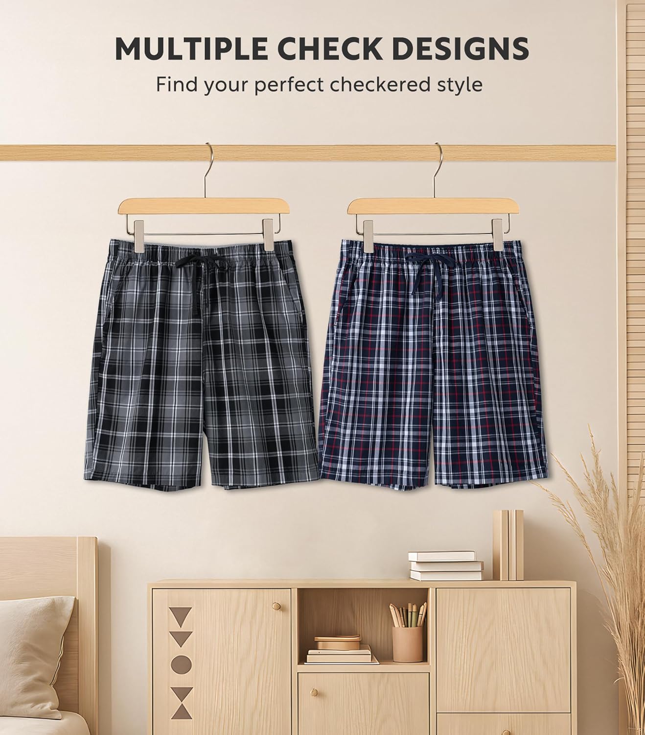 DAVID ARCHY Mens Pajama Pants Soft Cotton Plaid Sleepwear, Comfy Lounge Woven Pajamas Bottoms PJ Pant for Men, 3 pack