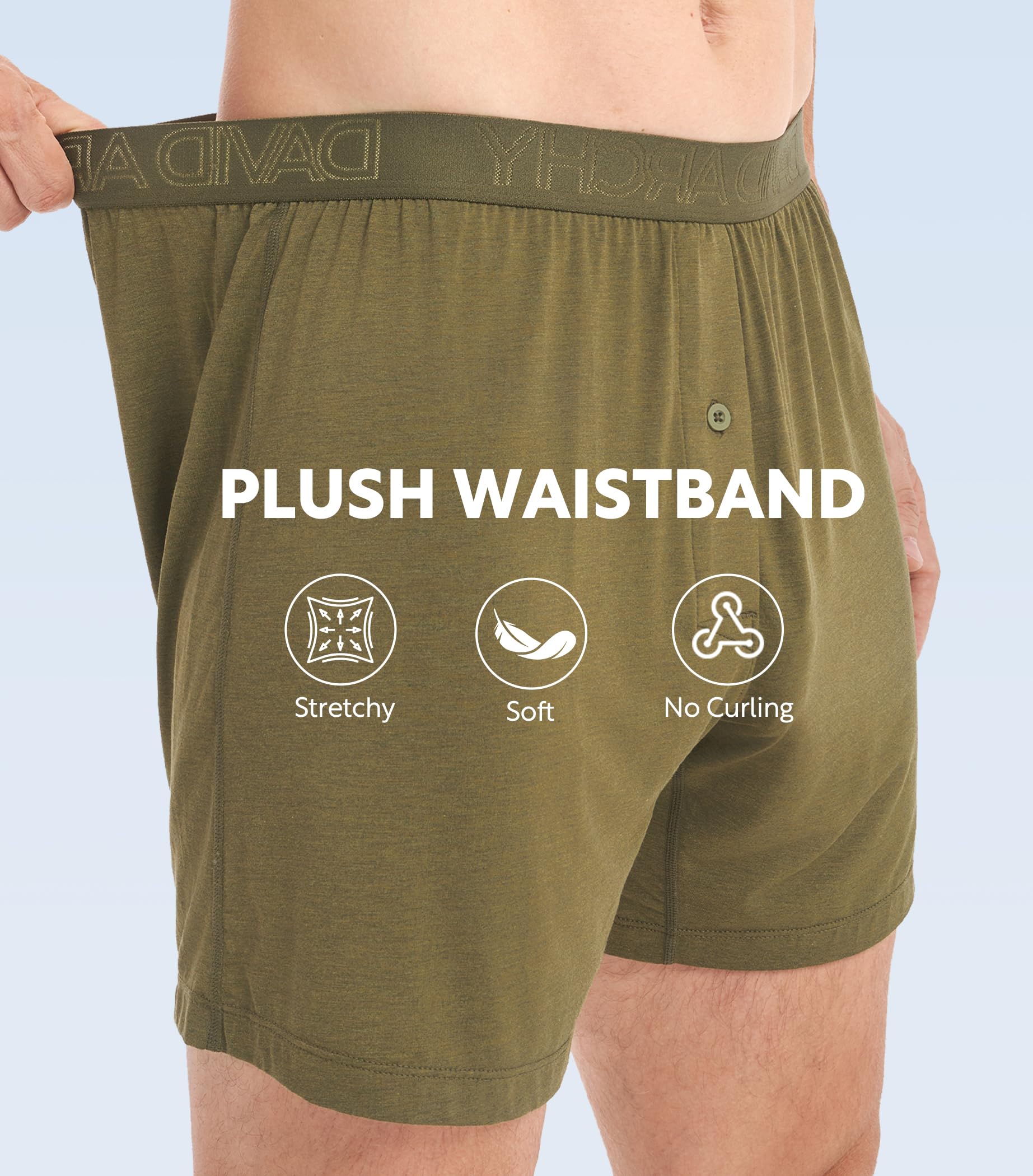 DAVID ARCHY Mens Boxers Soft Rayon Made from Bamboo Boxers for Men Pack Loose Underwear Cooling Mens Boxer Shorts