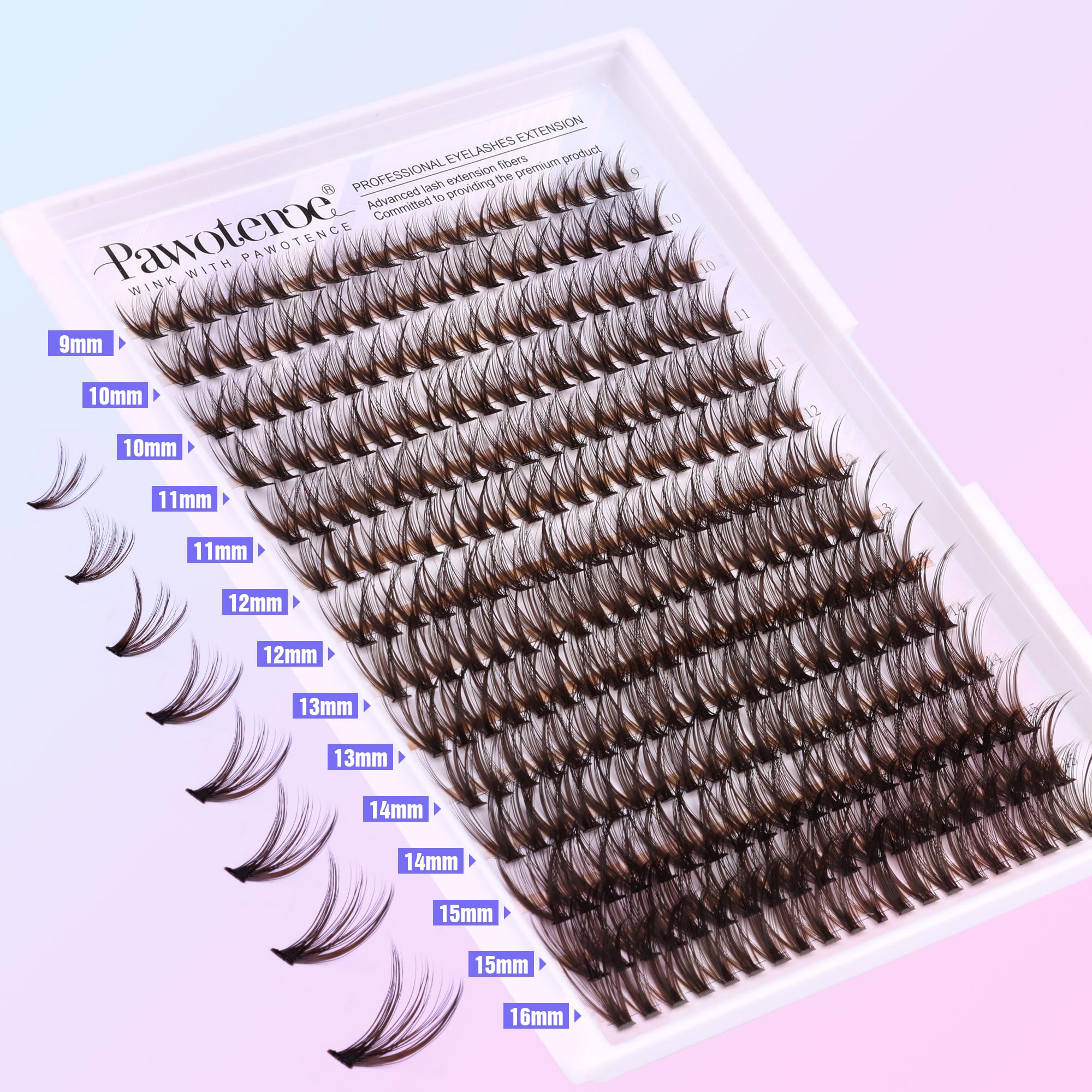 Pawotence Lash Extension Kit DIY 280pcs Lash Clusters Eyelash Extension Kit, 9-16mm 30D 40D Individual Lashes Kit with Lash Bond and Seal, Lash Tweezers for Self Use (30D&40D, 0.07D, 9-16mm, Kit)