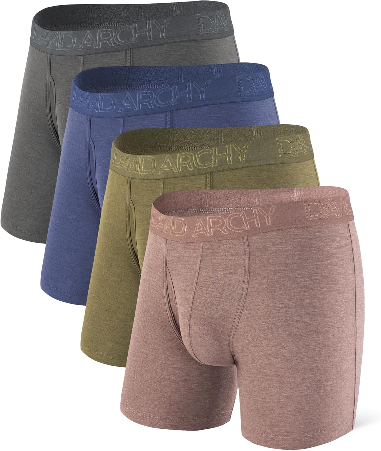 DAVID ARCHY Mens Underwear Boxer Briefs Breathable Soft Moisture-Wicking with Fly Underwear for Men Multipack