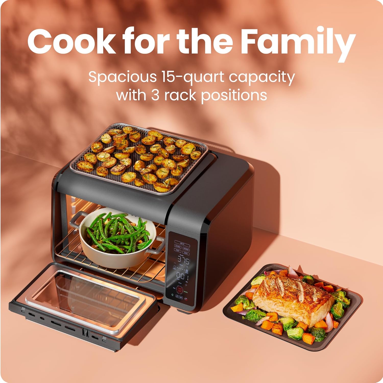 Chefman Air Fryer Toaster Oven Combo, 15 Qt. Countertop Oven for Quick & Healthy Meals, Bake, Broil, Air Fry, Toast, and Bagel Functions, 450°F Max Temp, 4 Slice Toaster Oven Air Fryer Combo