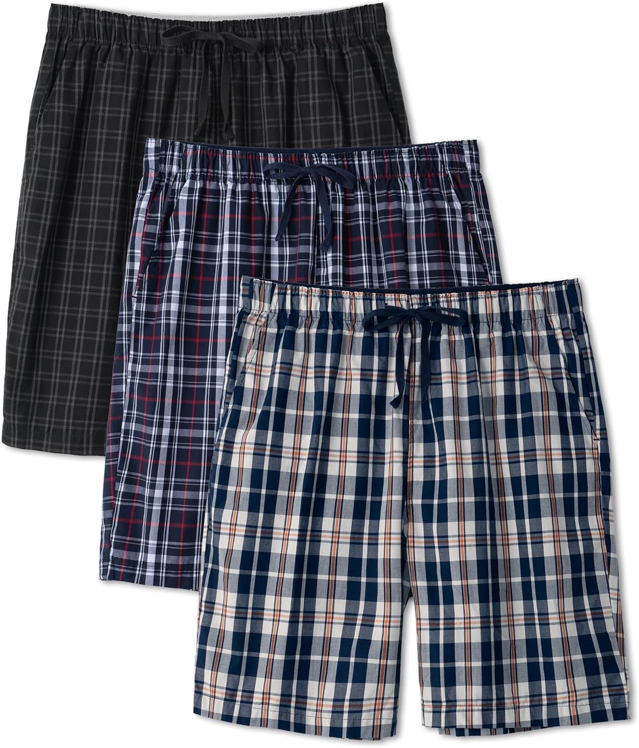DAVID ARCHY Mens Pajama Pants Soft Cotton Plaid Sleepwear, Comfy Lounge Woven Pajamas Bottoms PJ Pant for Men, 3 pack
