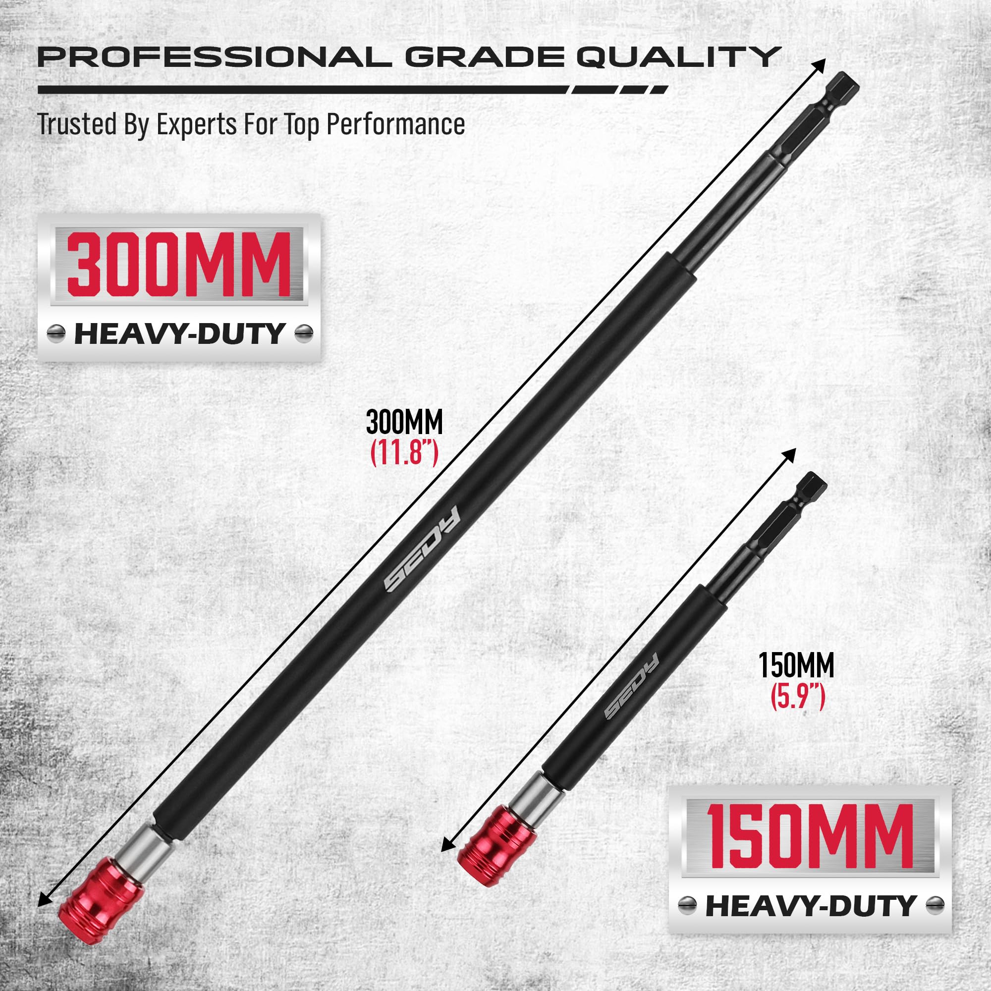 5-Piece 2", 4", 6", 12", 17" Extra Long Magnetic Screwdriver Bit Holders, 1/4 Inch Hex Shank Quick Release Extension Adapter, Durable CR-V Steel, Universal Fit for Impact Driver Bits