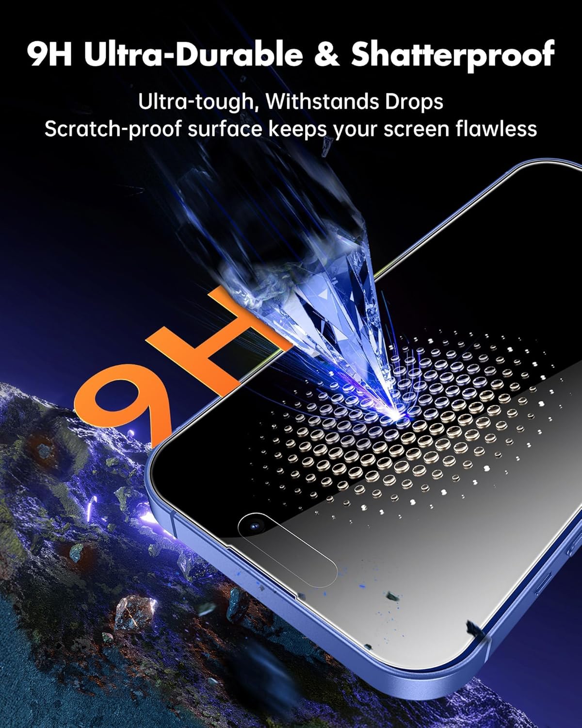 UNBREAKcable 2PCS Screen Protector for iPhone 16-1 Privacy Tempered Glass+1 Clear Glass Double Shatterproof [Easy Installation Frame] [9H Hardness] [Case Friendly] Anti-Scratch for iPhone 6.1 inch