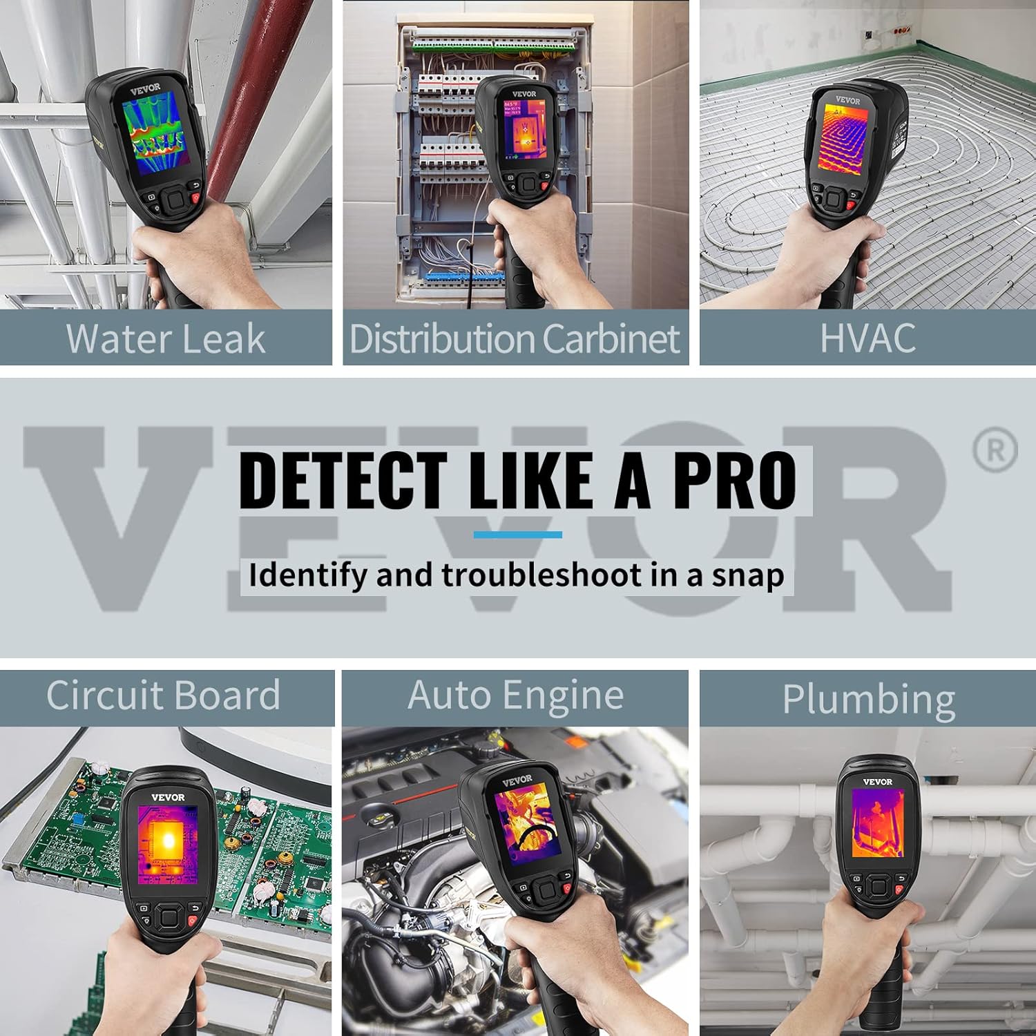 VEVOR Thermal Imaging Camera, 320 x 240 Pixels Super Resolution, 25Hz Refresh Rate Infrared Camera with -4 to 752°F Temperature Range, 32G Built-in SD Card, and Rechargeable Li-ion Battery