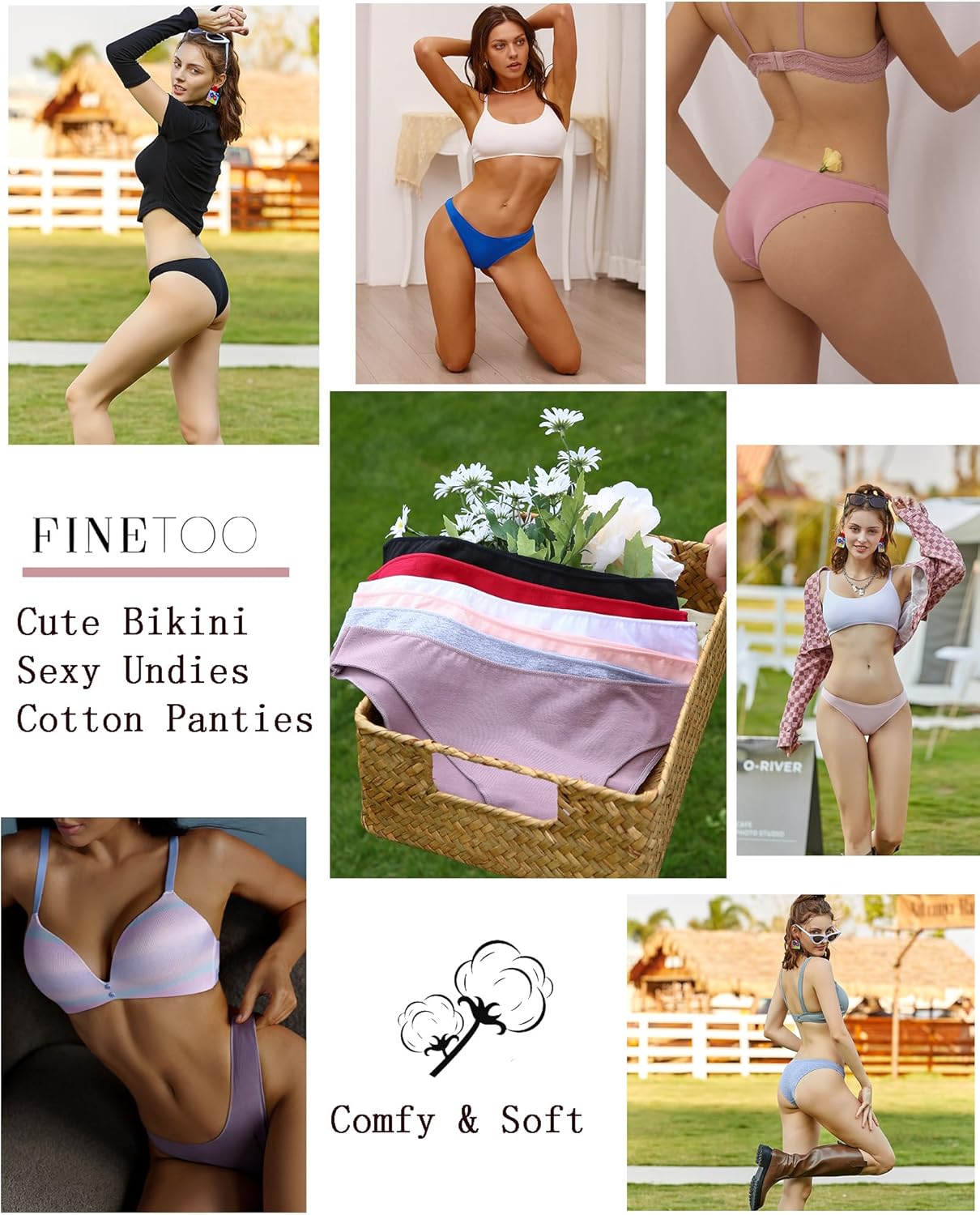 6 Pack Cotton Underwear for Women Cute Low Rise Bikini Panties High Cut Breathable Sexy Hipster Womens Cheeky S-XL