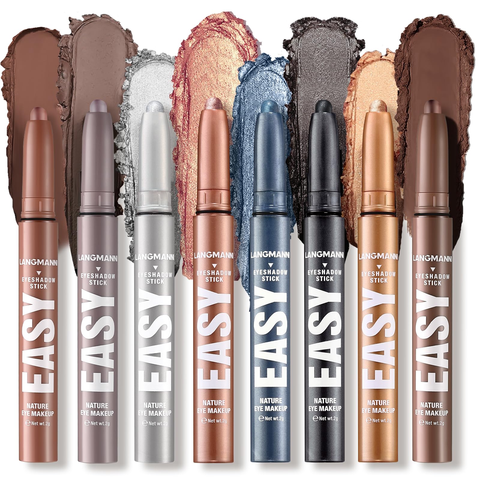 Jolilab Eyeshadow Stick Set, 8 Colors Matte Professional Bright-Colored Contouring and Highlight Eyeshadow Stick, Cream Waterproof Long Lasting High Pigmented Eye Shadow. (8, EYESHADOW B)