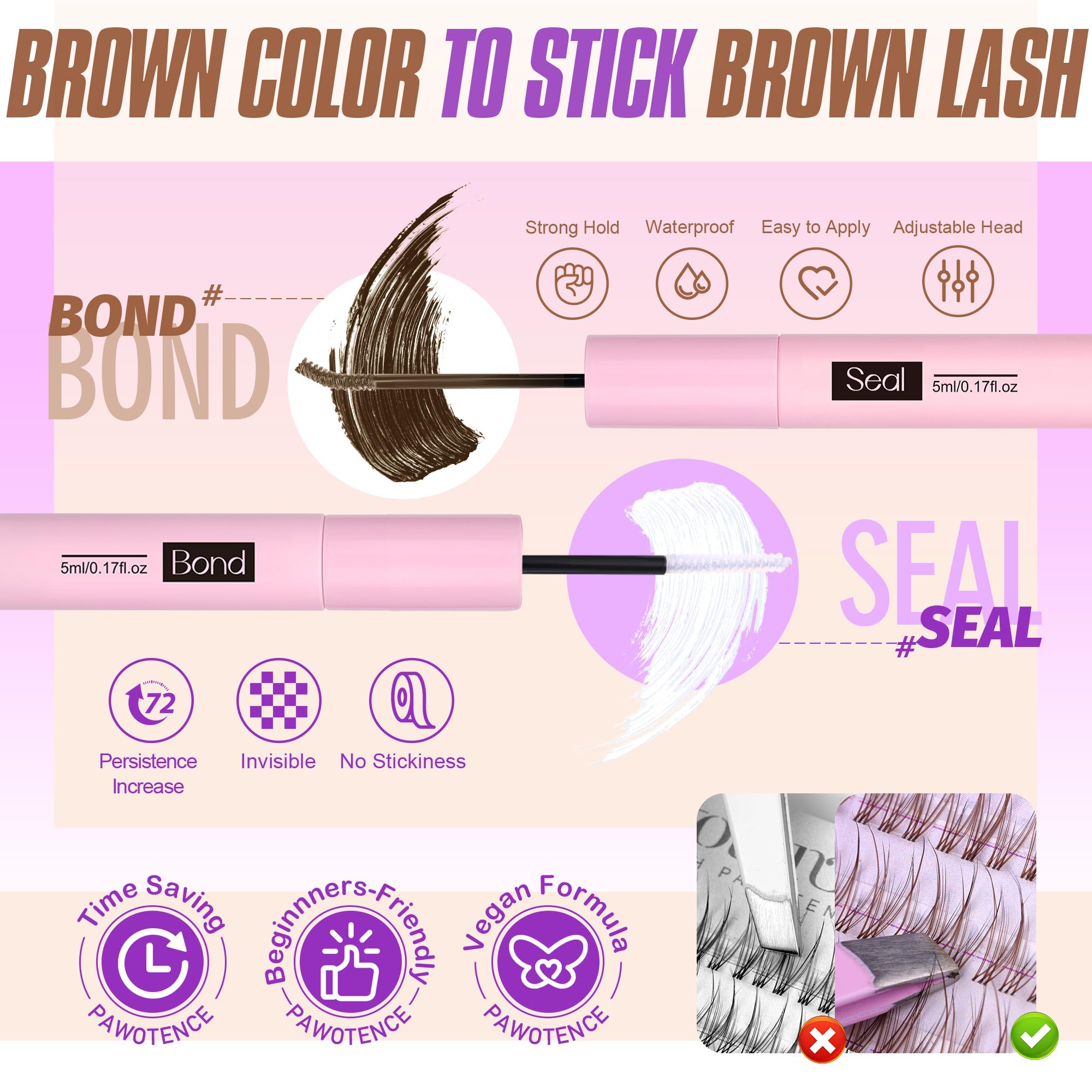 Pawotence Lash Extension Kit DIY 280pcs Lash Clusters Eyelash Extension Kit, 9-16mm 30D 40D Individual Lashes Kit with Lash Bond and Seal, Lash Tweezers for Self Use (30D&40D, 0.07D, 9-16mm, Kit)