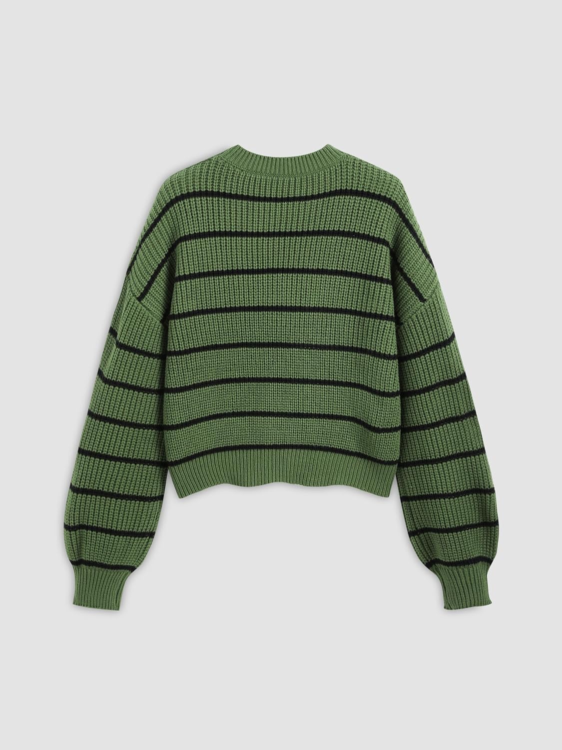 CIDER Women’s Cropped Striped Sweater Long Sleeve Crew Neck Trendy Pullover Tops