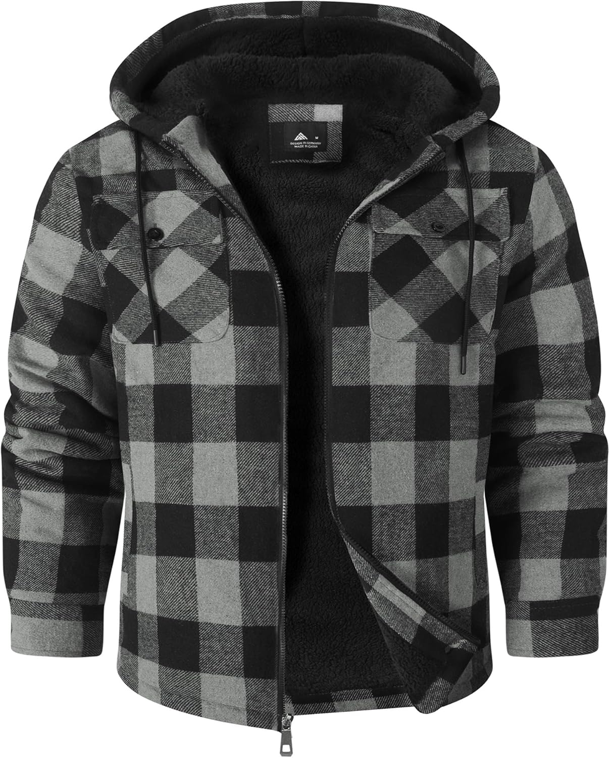 GEEK LIGHTING Men's Flannel Shirts Jacket Sherpa Lined Fleece Plaid Hoodie Long Sleeve Winter Warm Coat