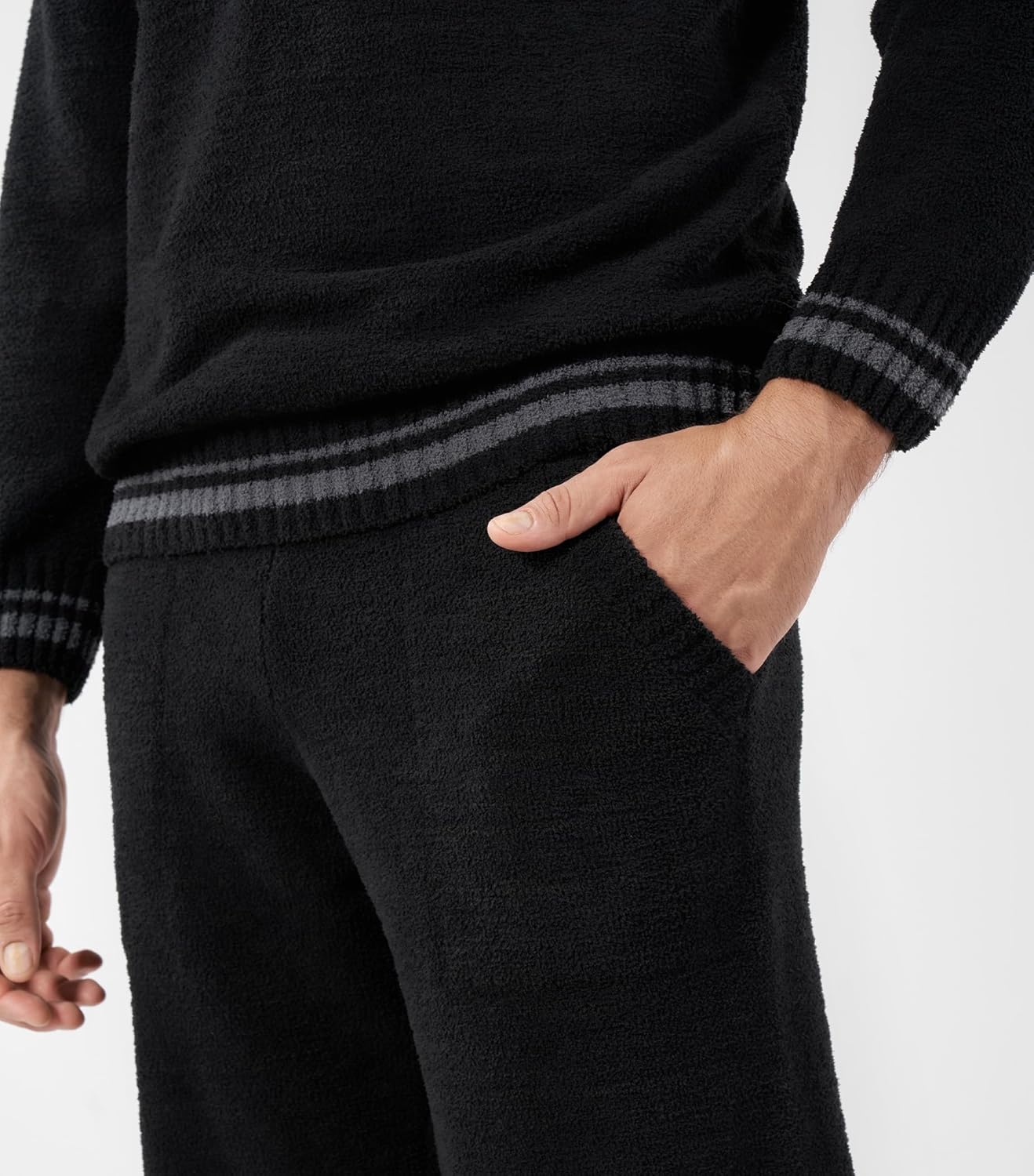 DAVID ARCHY Mens Pajamas Set Ultra-Soft Fleece Pajamas Warm Sleepwear Long Sleeve Lounge Set with Pockets