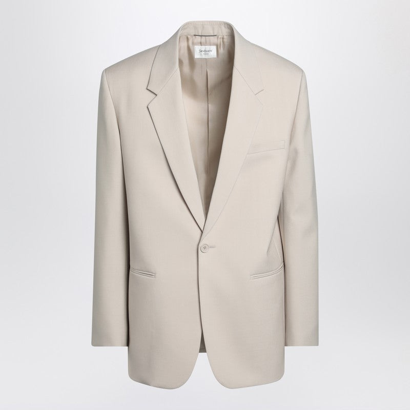 Saint Laurent Light Beige Single-Breasted Wool Jacket Men