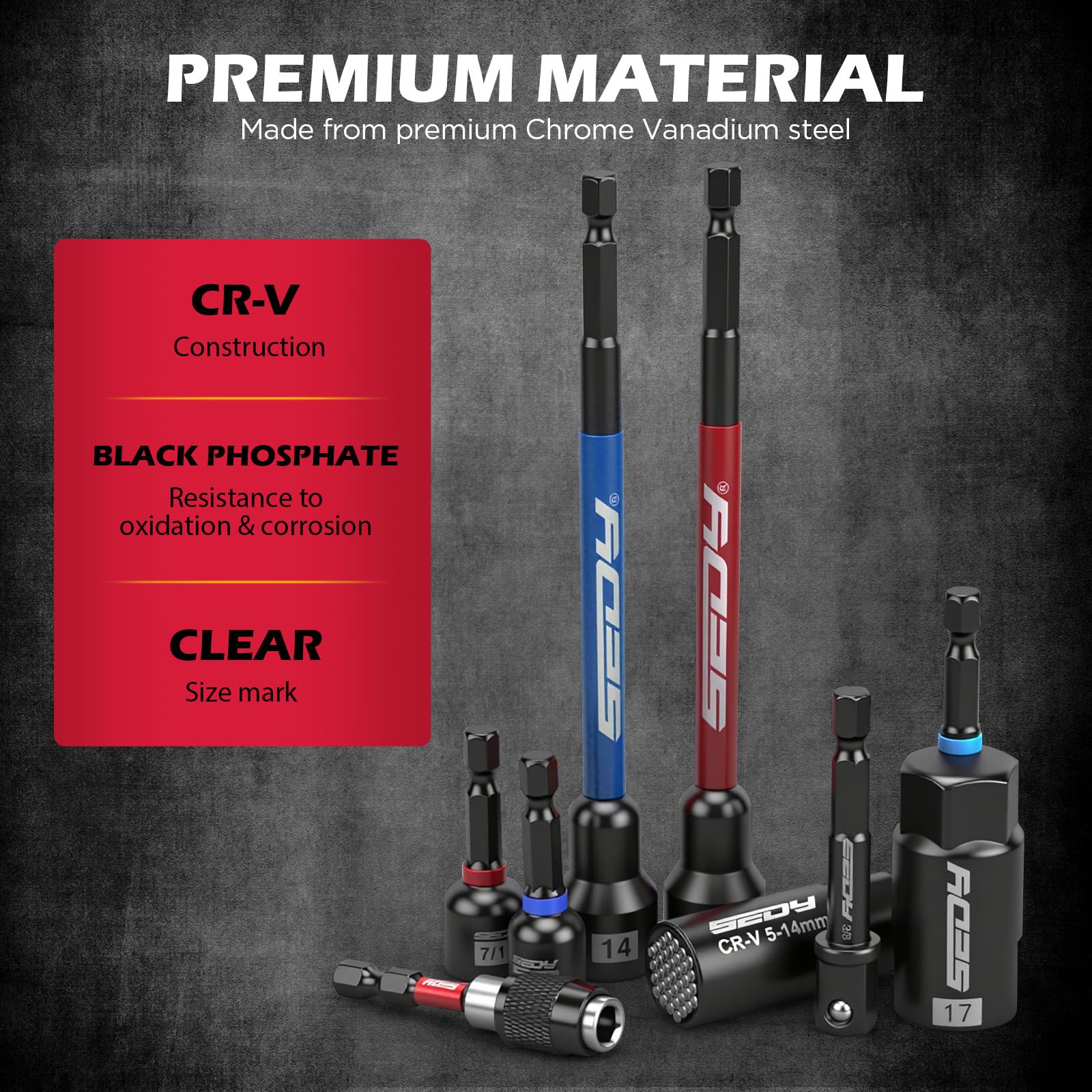 80-Piece Premium Magnetic Impact Nut Driver Set Metric & SAE with Socket Adapters, Bit Holder, Wing Nut Driver, Universal Sockets, Quick Release Extension, Power Bits