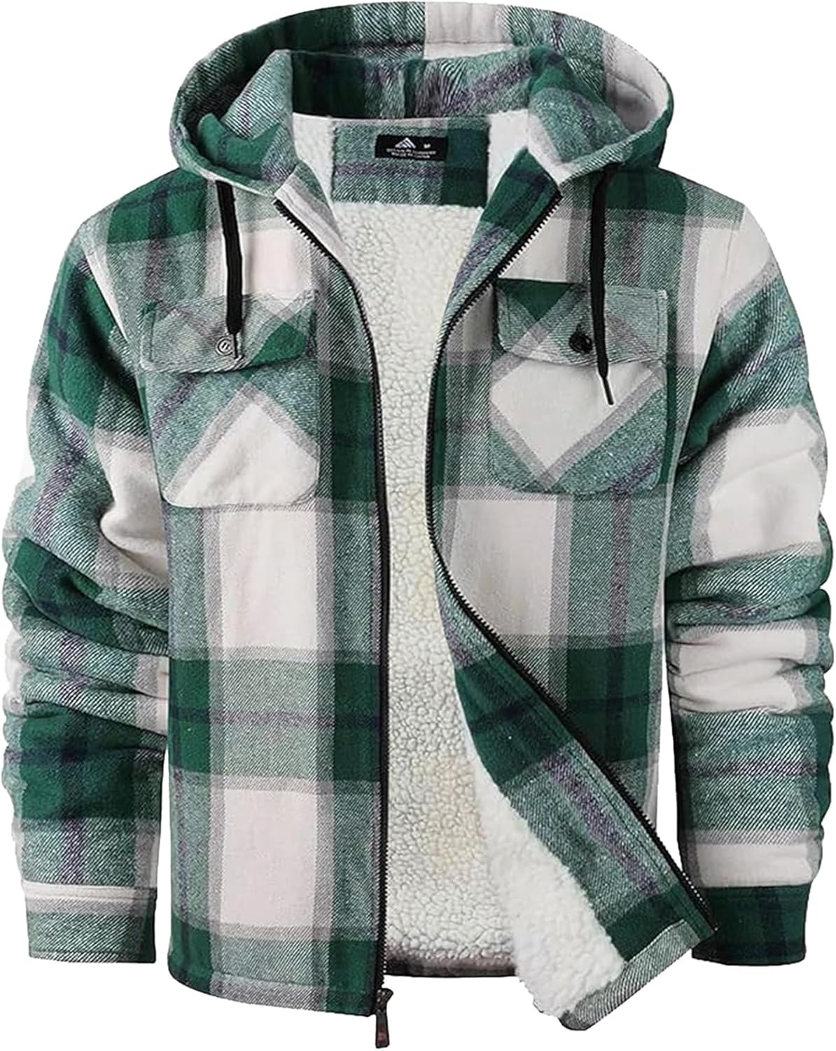 GEEK LIGHTING Men's Flannel Shirts Jacket Sherpa Lined Fleece Plaid Hoodie Long Sleeve Winter Warm Coat