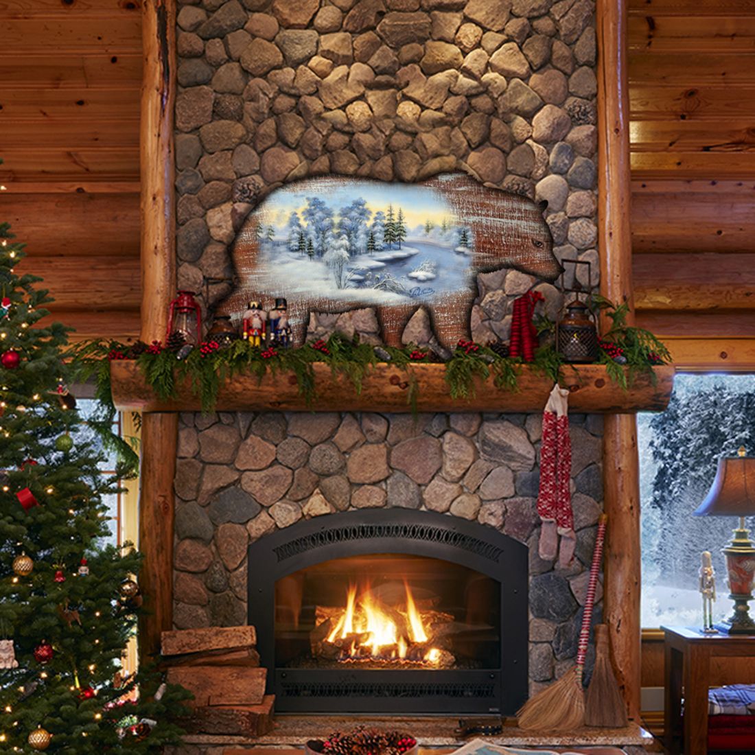 Grizzly Bear Vintage Wildlife Door Decor - G. DeBrekht - Wildlife Holiday Decor - 8198214H