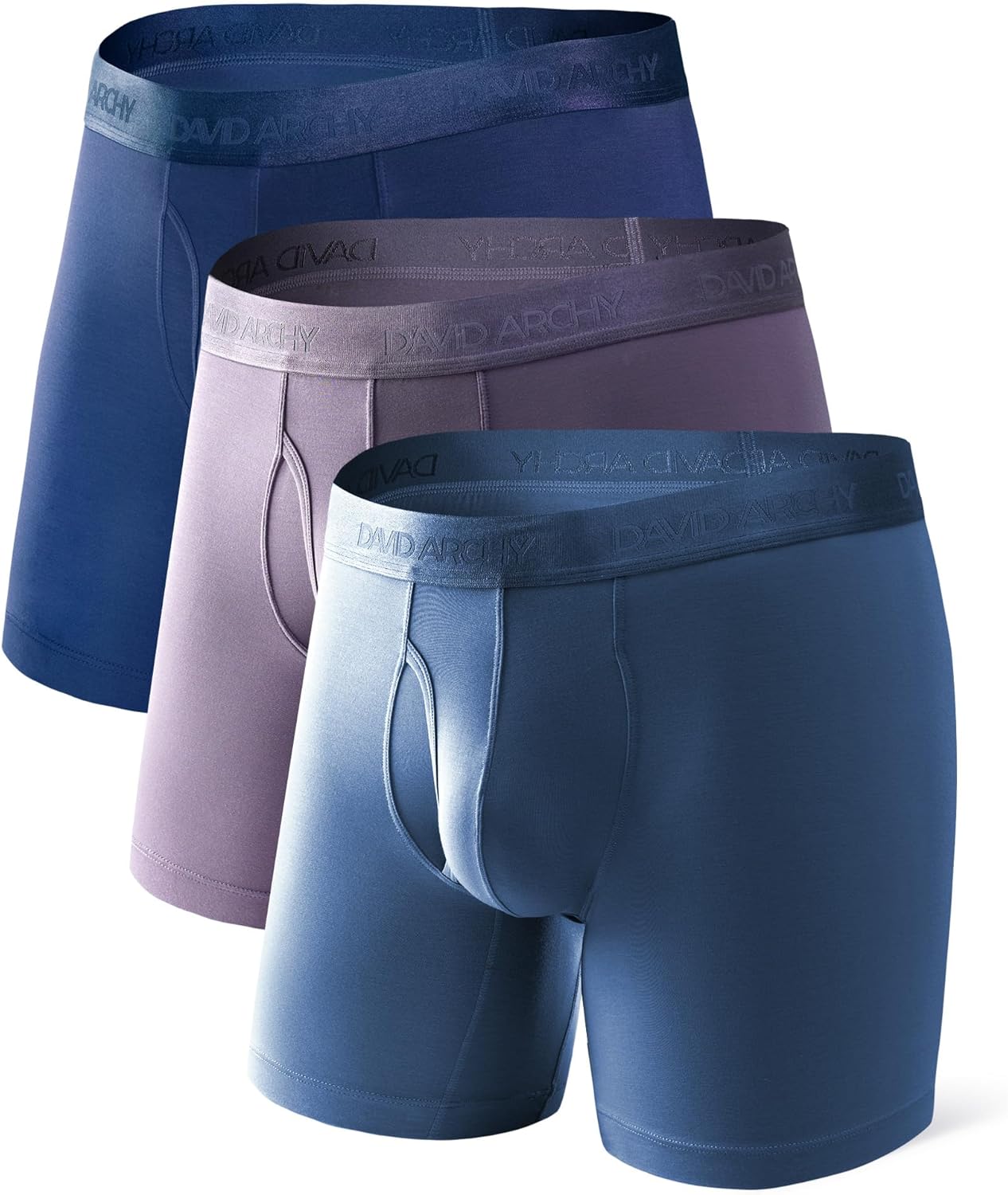 DAVID ARCHY Men's Underwear Ultra Soft Modal Support Pouch Trunks Moisture Wicking Boxer Briefs for Men Multipack