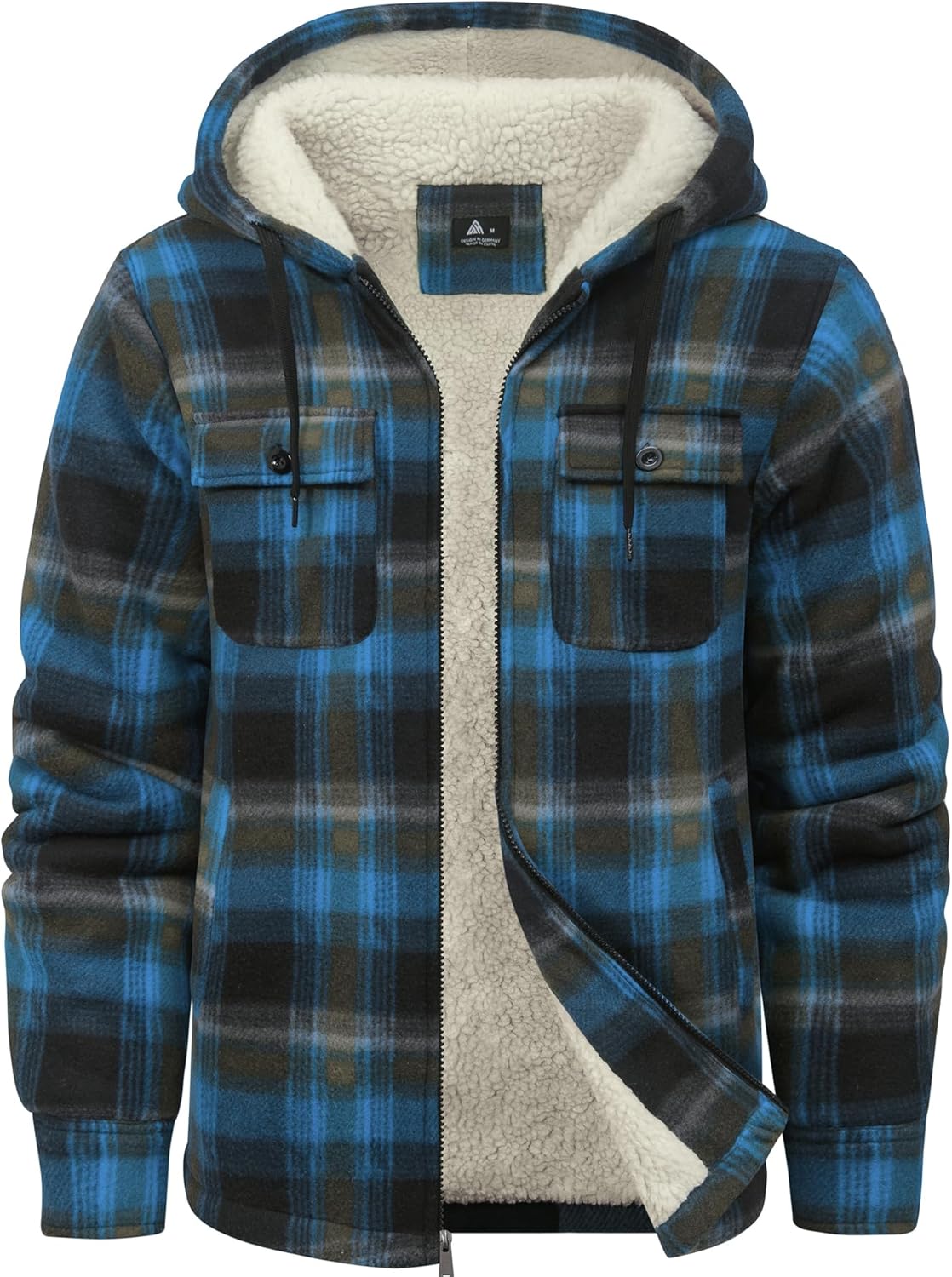 GEEK LIGHTING Men's Flannel Shirts Jacket Sherpa Lined Fleece Plaid Hoodie Long Sleeve Winter Warm Coat