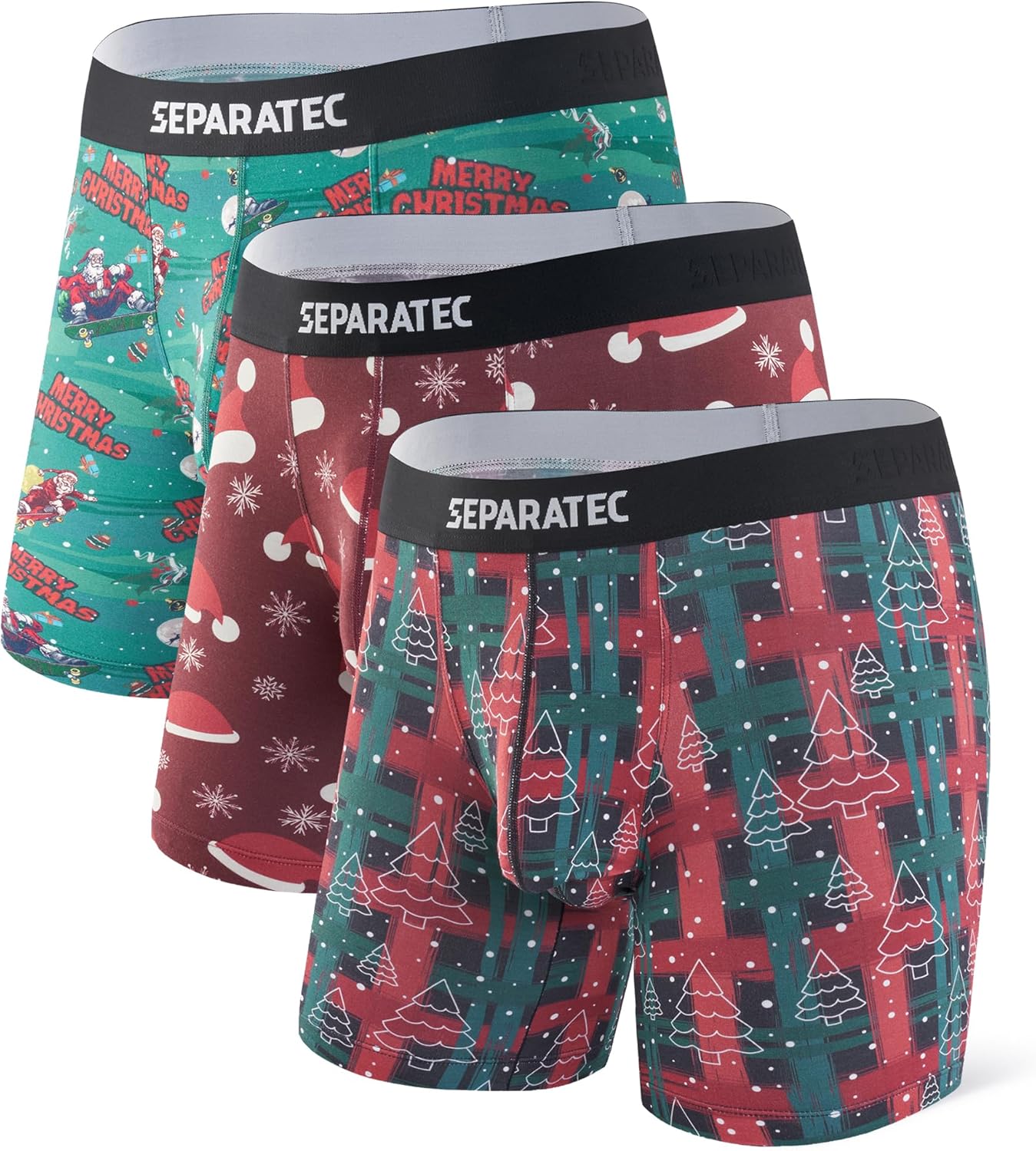 Separatec Mens Underwear with Pouch Moisture Wicking Dual Pouch Boxer Briefs Rayon From Bamboo Underwear Men, Halloween Theme