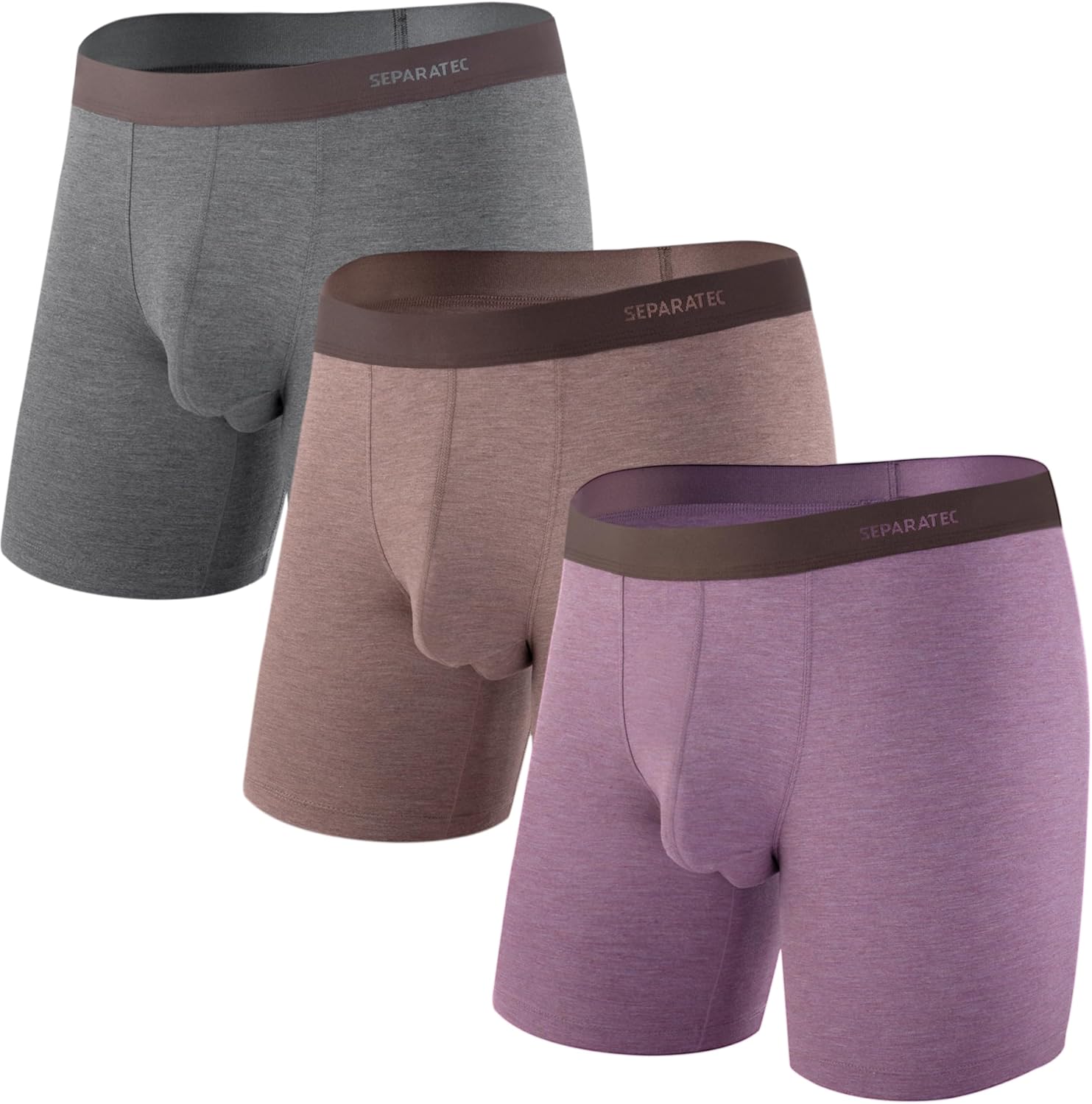 Separatec Mens Underwear with Pouch Moisture Wicking Rayon Made From Bamboo Underwear Men Breathable Boxer Briefs 3 or 6 Pack