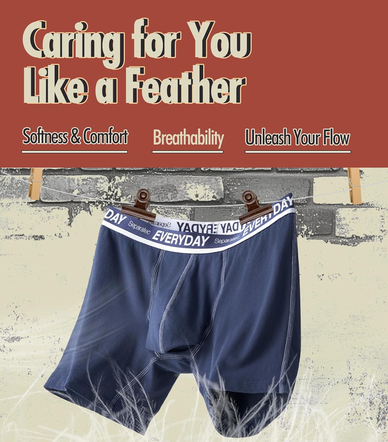 Separatec Cotton Dual Pouch Men's Underwear Comfortable Soft Breathable Everyday Boxer Briefs for men 7 Pack