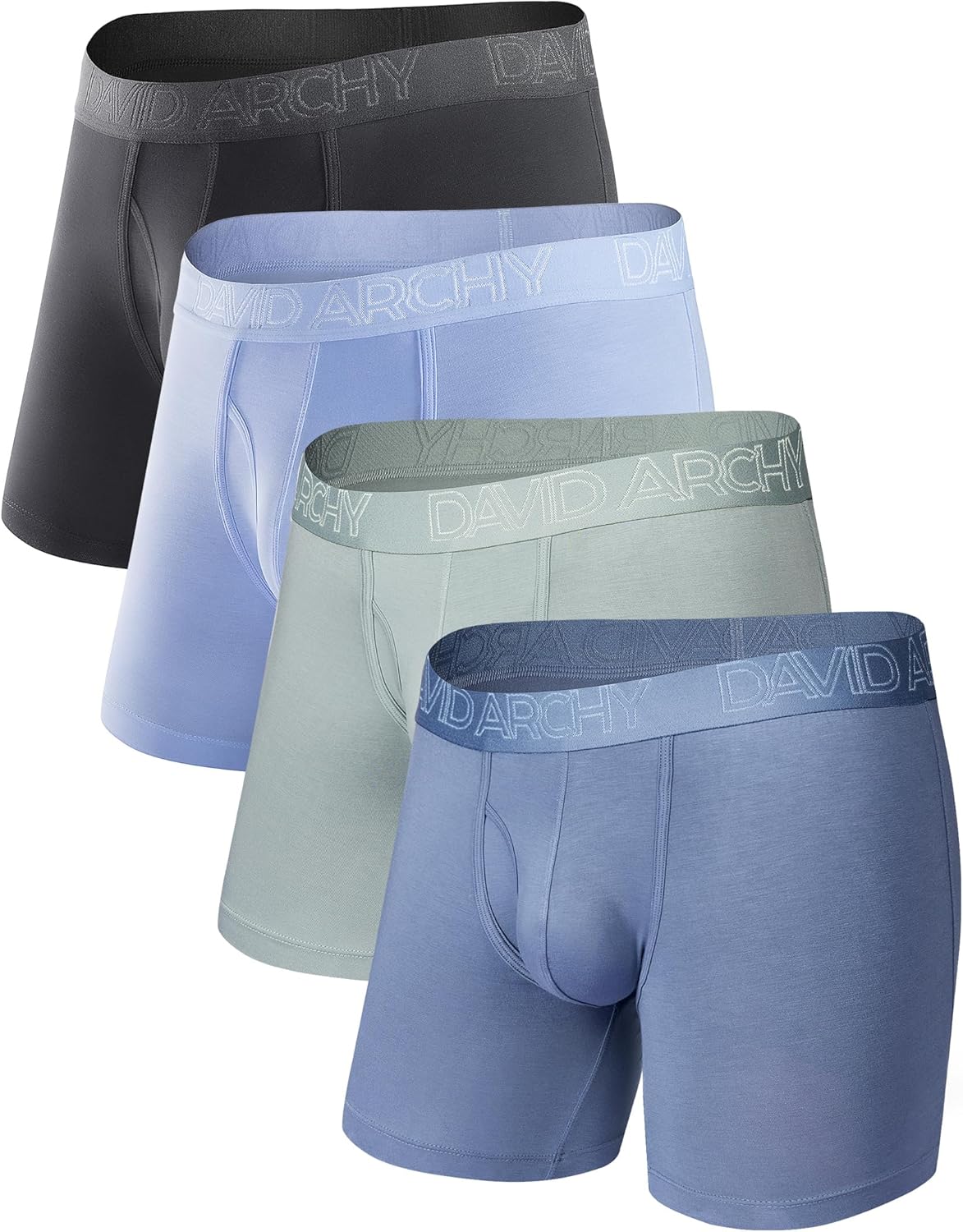 DAVID ARCHY Mens Underwear Boxer Briefs Breathable Soft Moisture-Wicking with Fly Underwear for Men Multipack