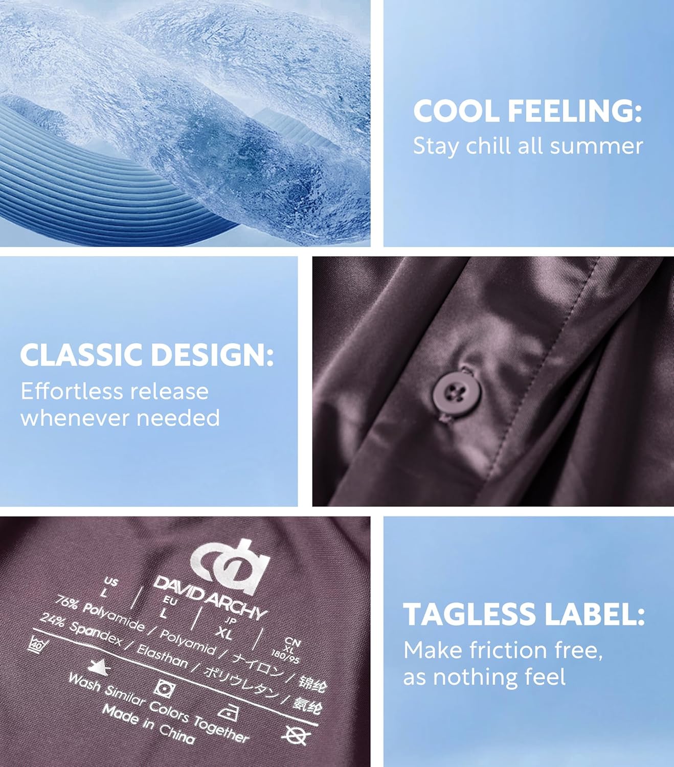 DAVID ARCHY Stretch Satin Boxers for Men, Silk Feeling Boxer Shorts, Breathable Loose Men's Underwear for Sleep 3 Pack