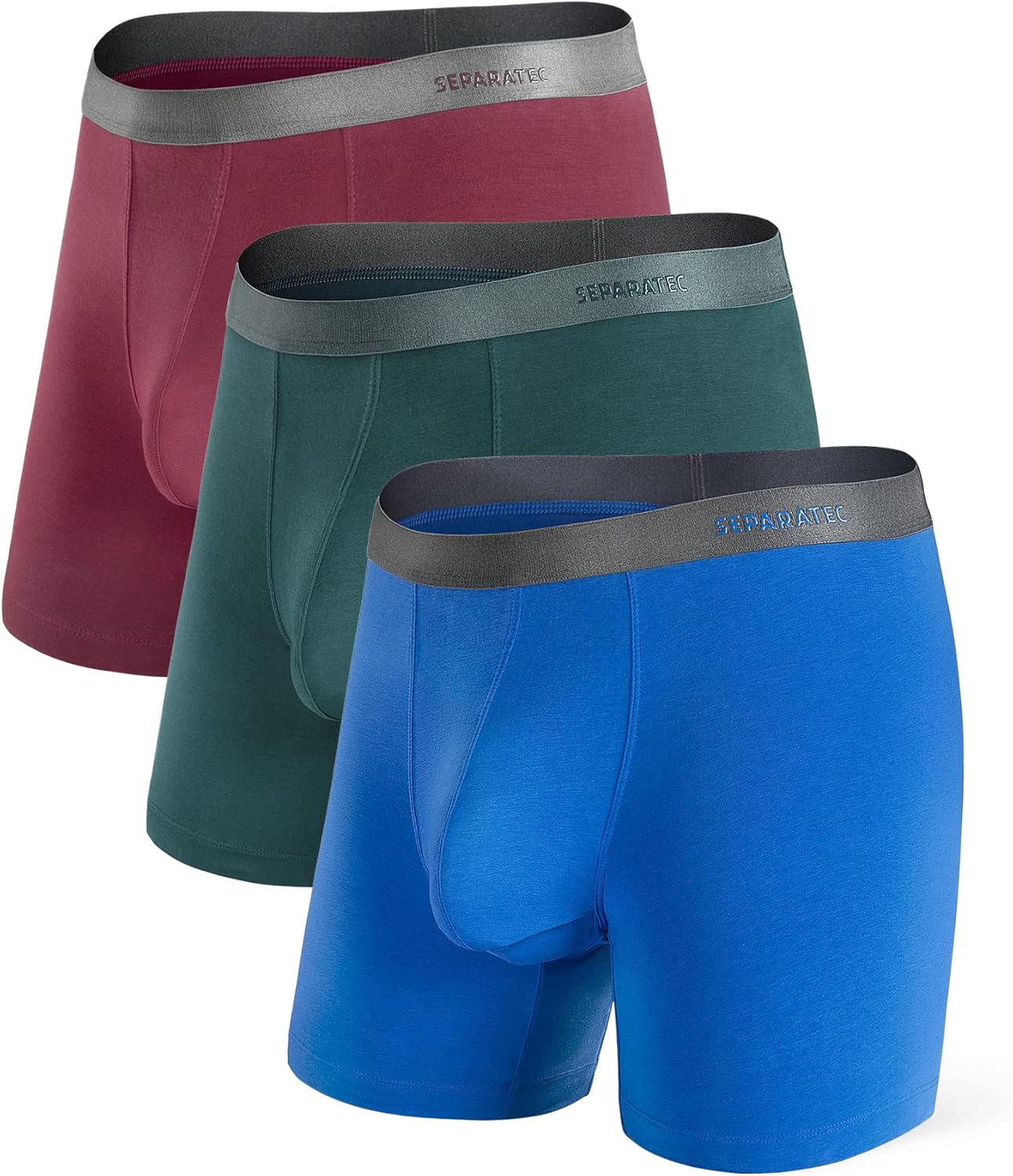 Separatec Mens Underwear with Pouch Moisture Wicking Rayon Made From Bamboo Underwear Men Breathable Boxer Briefs 3 or 6 Pack