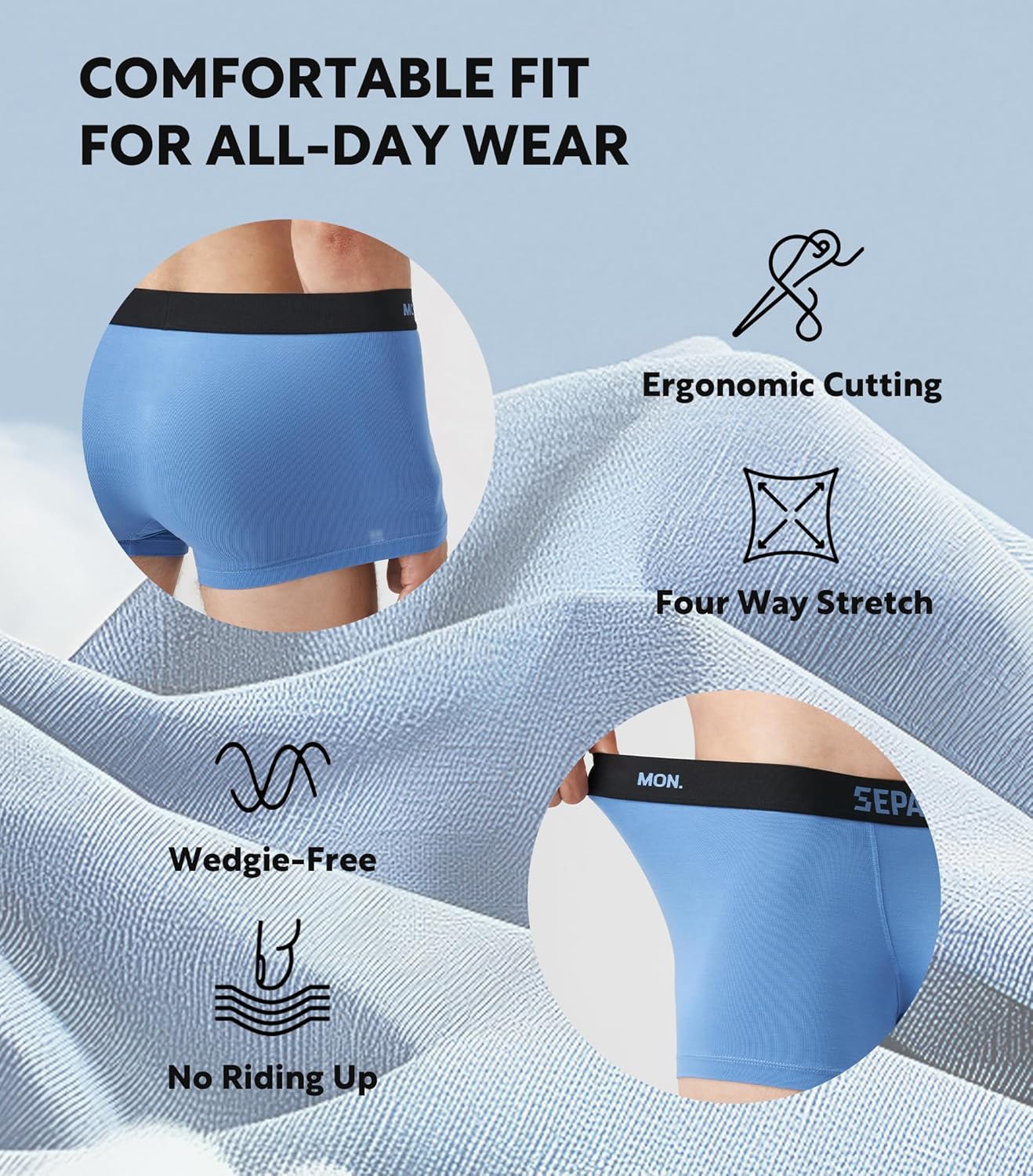 Separatec Dual Pouch Mens Underwear Breathable Cooling Rayon Made from Bamboo Underwear Men, Boxer Briefs and Trunks 7 Pack