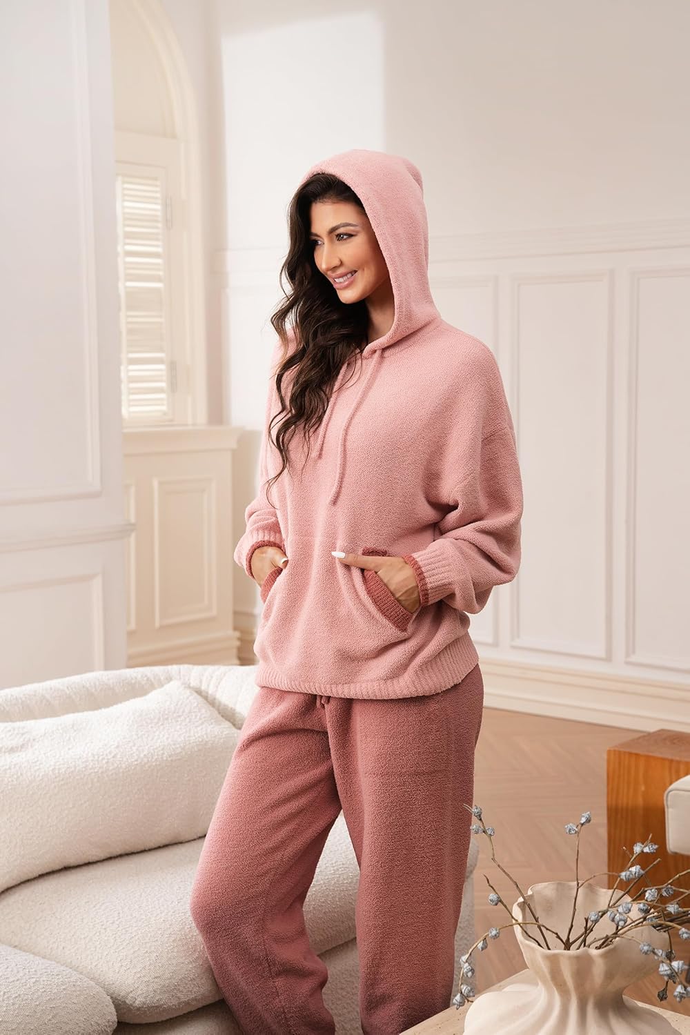 DAVID ARCHY Fleece Pajamas Women Warm Winter Fuzzy Cozy Pjs Sets Soft Comfy Long Sleeve Tops and Pants Sleepwear Loungewear