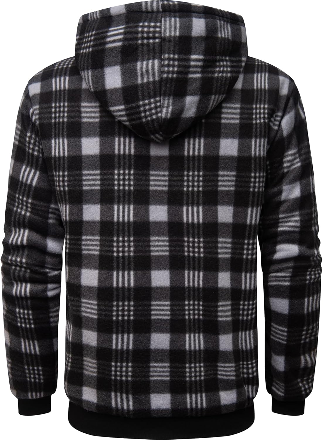 Mens Plaid Hoodies Winter Zip Up Fleece Jacket Sherpa Fleece Lined Warm Flannel Jacket Coat
