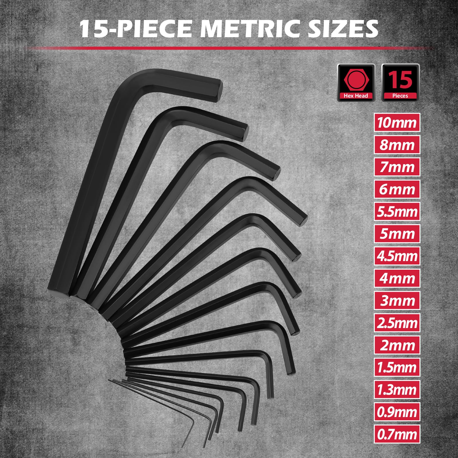 SEDY 32-Piece Hex Key Wrench Set, Metric and SAE Allen Wrenches (0.028-3/8 inch, 0.7-10 mm) L Shape Allen Keys, Chrome Vanadium Steelwith 2x Extension Handle