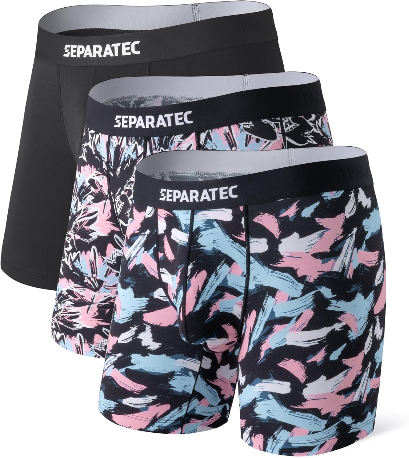 Separatec Mens Underwear with Pouch Moisture Wicking Dual Pouch Boxer Briefs Rayon From Bamboo Underwear Men, Halloween Theme