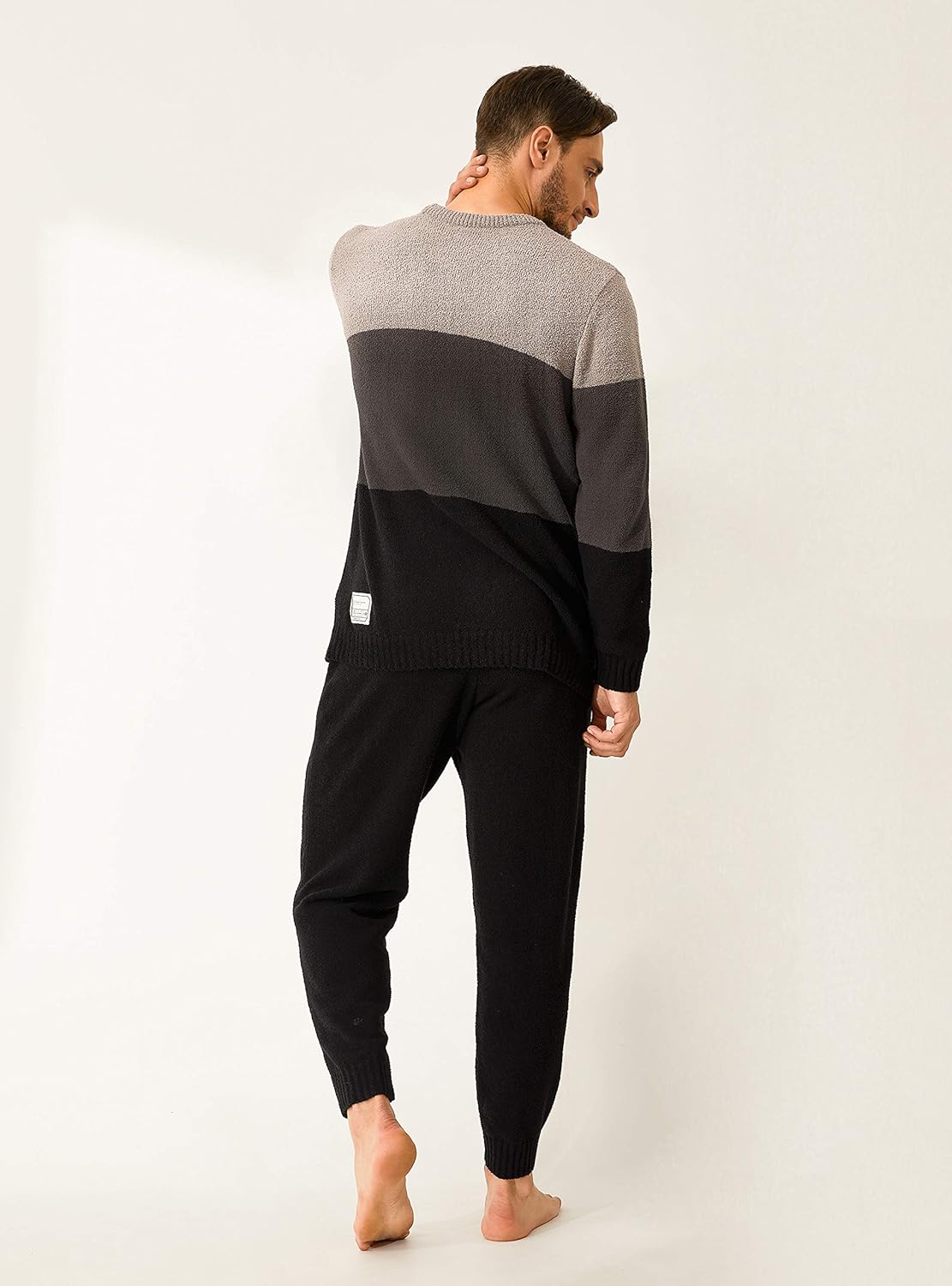 DAVID ARCHY Mens Pajamas Set Ultra-Soft Fleece Pajamas Warm Sleepwear Long Sleeve Lounge Set with Pockets