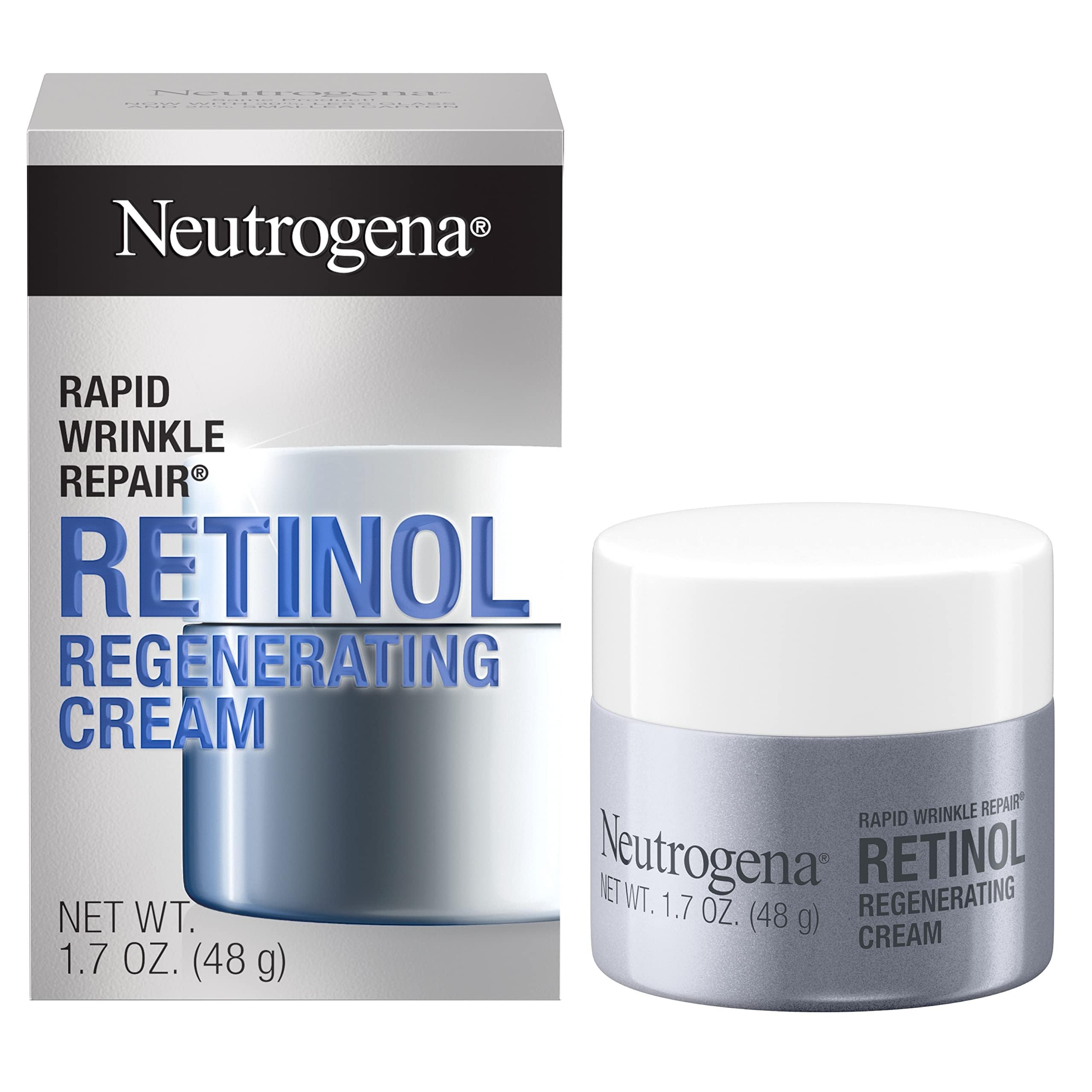 Neutrogena Rapid Wrinkle Repair Retinol Face Moisturizer, Daily Anti-Aging Face Cream with Retinol & Hyaluronic Acid to Fight Fine Lines, Wrinkles, & Dark Spots, 1.7 oz