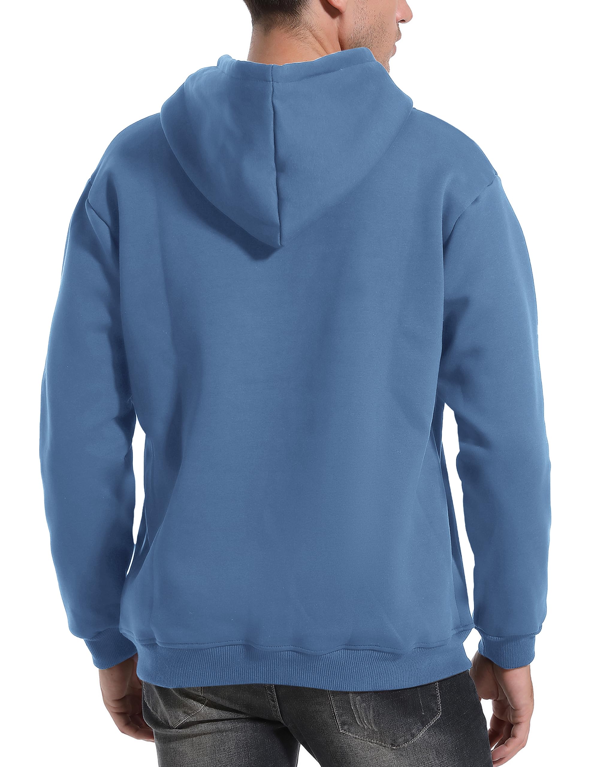 Flygo Men's Casual Fleece Sherpa Lined Hoodie Winter Warm Pullover Hooded Sweatshirt(Black-XL)